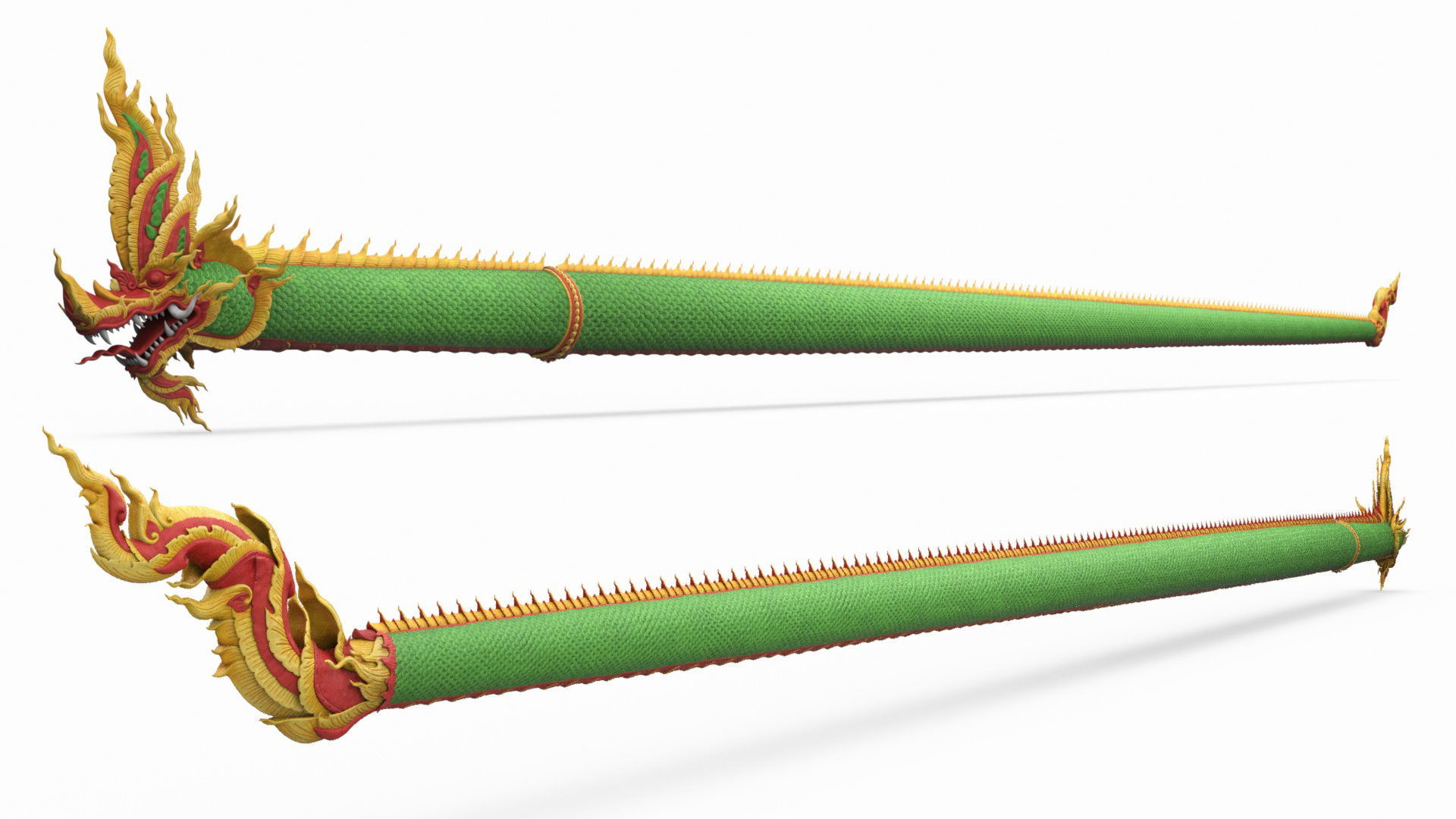 Asian Naga Dragon Green Rigged for Maya 3D model