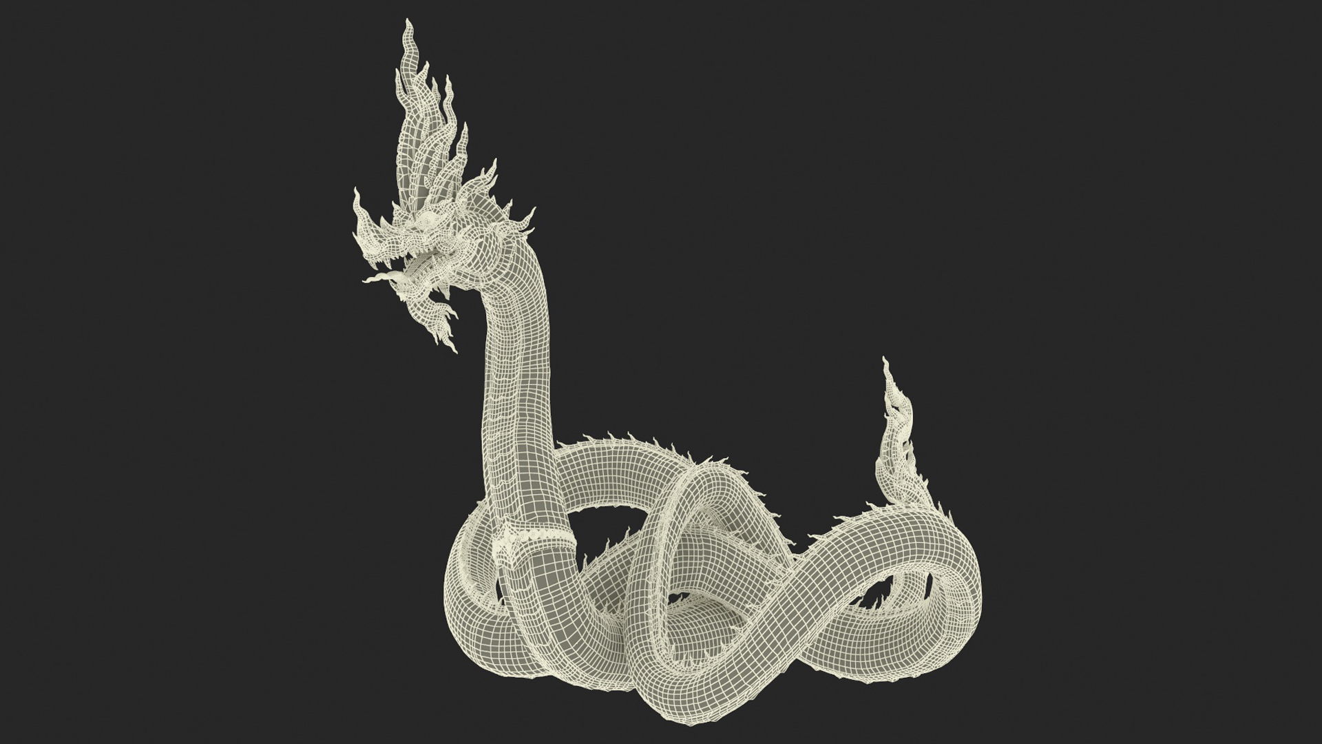 Asian Naga Dragon Green Rigged for Maya 3D model