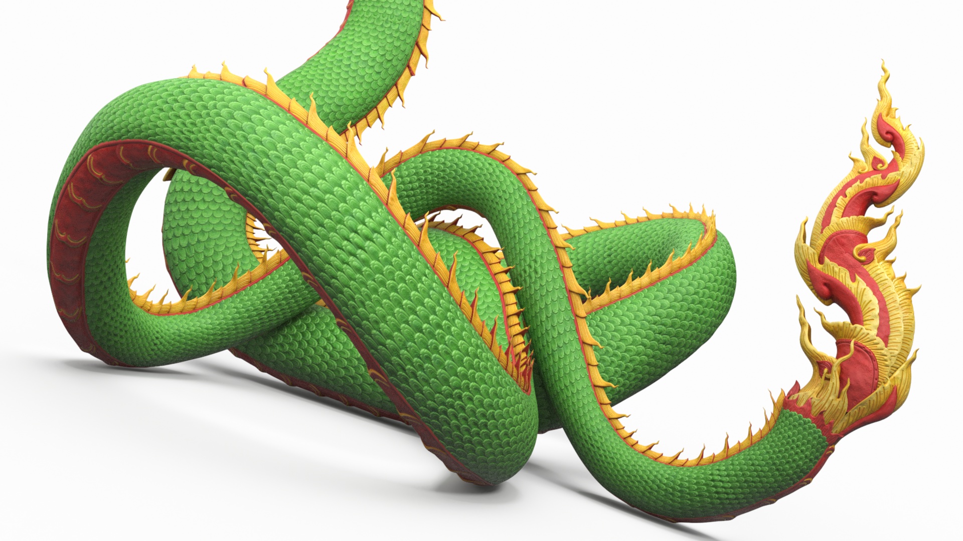 Asian Naga Dragon Green Rigged for Maya 3D model