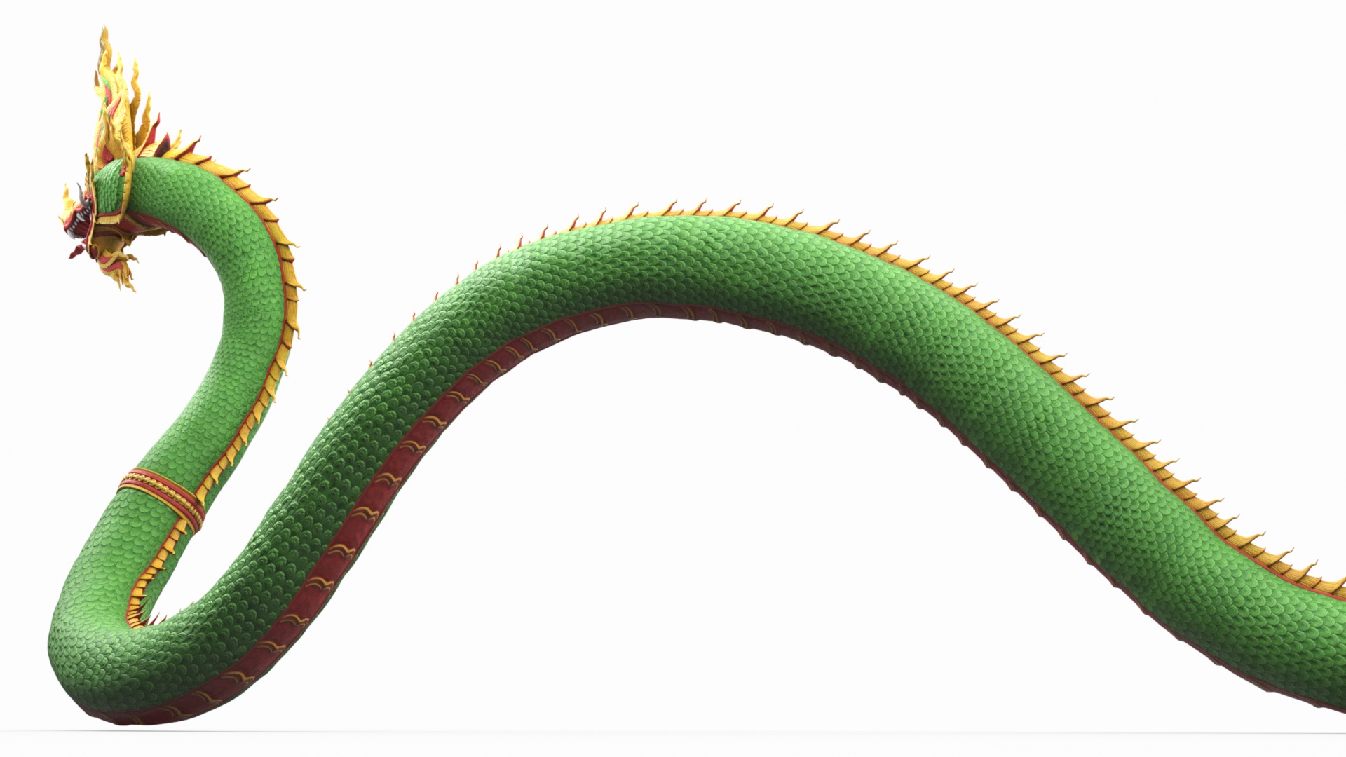 Asian Naga Dragon Green Rigged for Maya 3D model