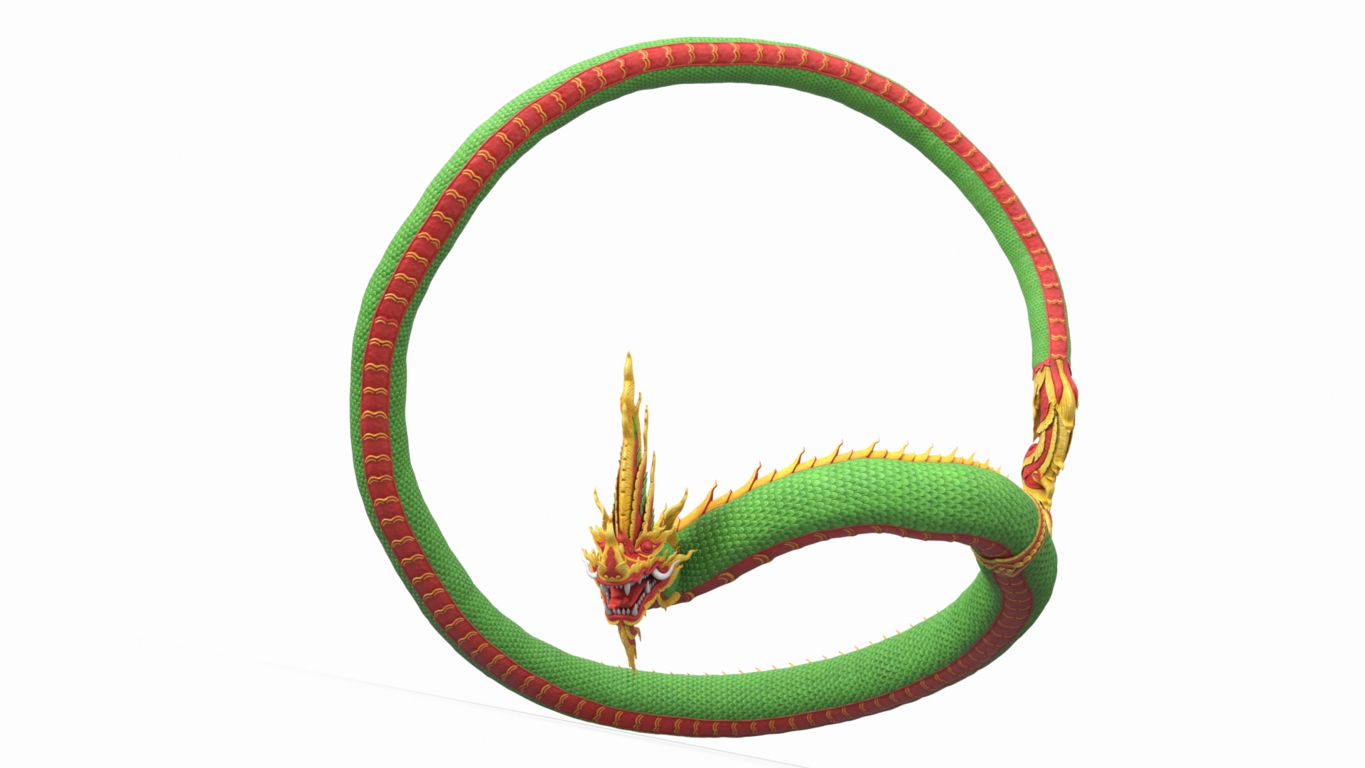 Asian Naga Dragon Green Rigged for Maya 3D model