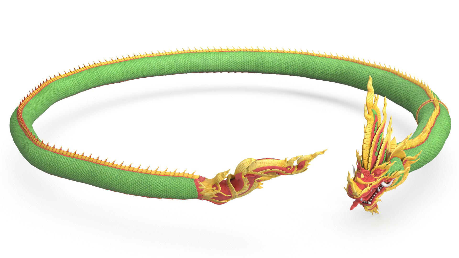 Asian Naga Dragon Green Rigged for Maya 3D model