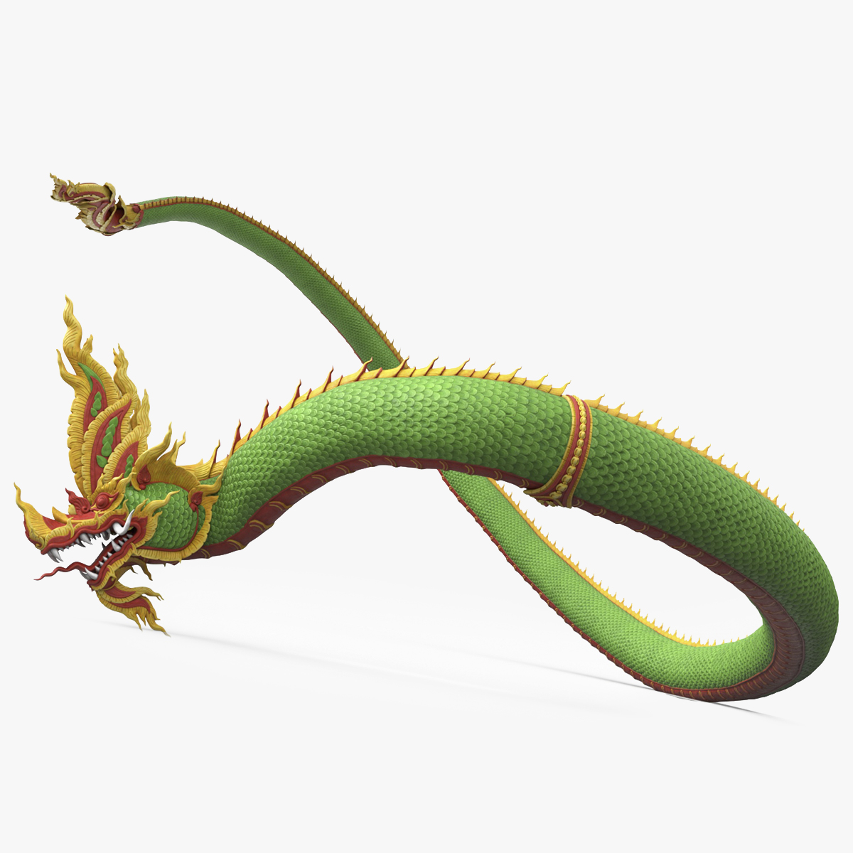 Asian Naga Dragon Green Rigged for Maya 3D model