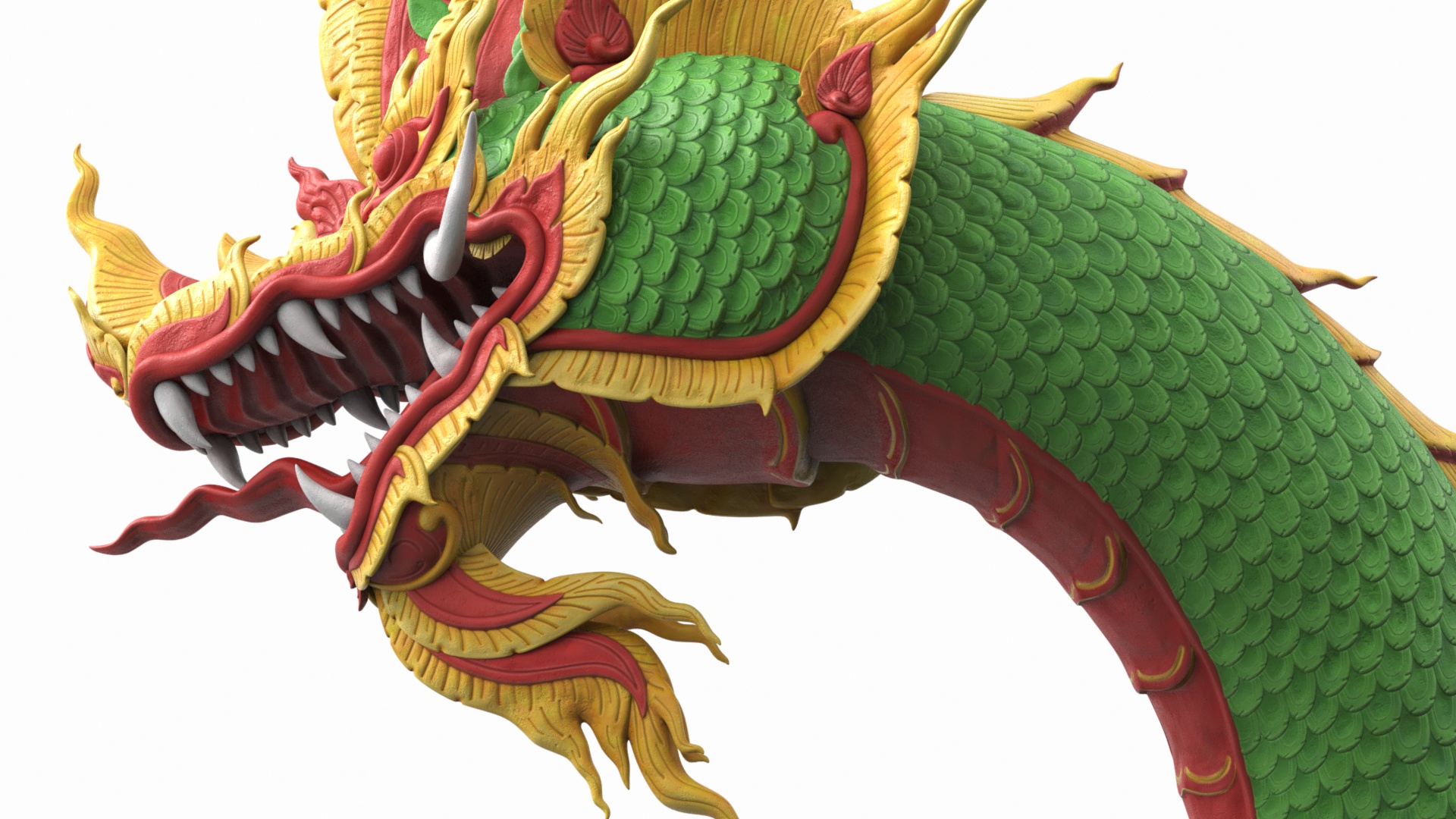 Asian Naga Dragon Green Rigged for Maya 3D model