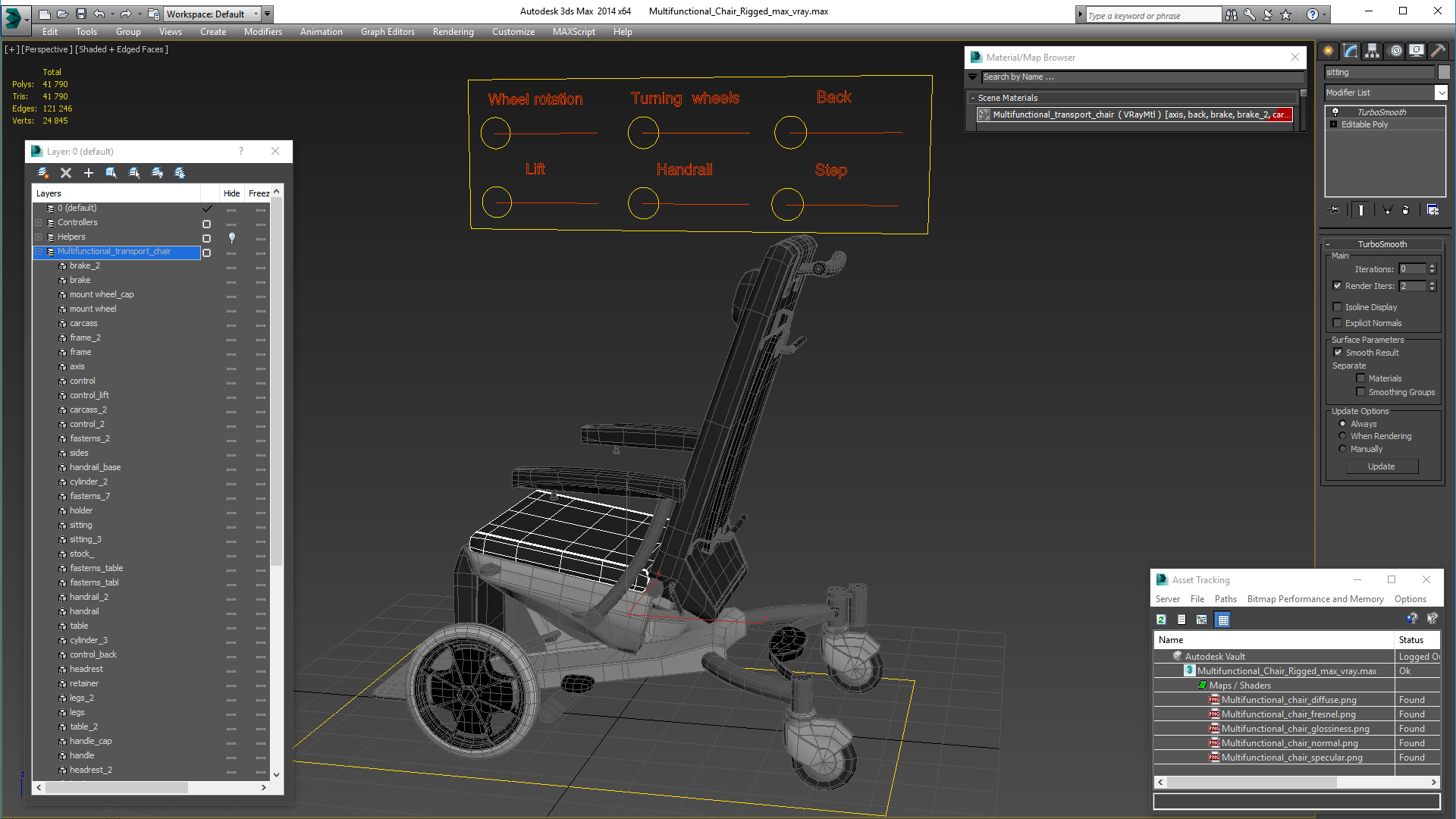 3D Multifunctional Chair Rigged model