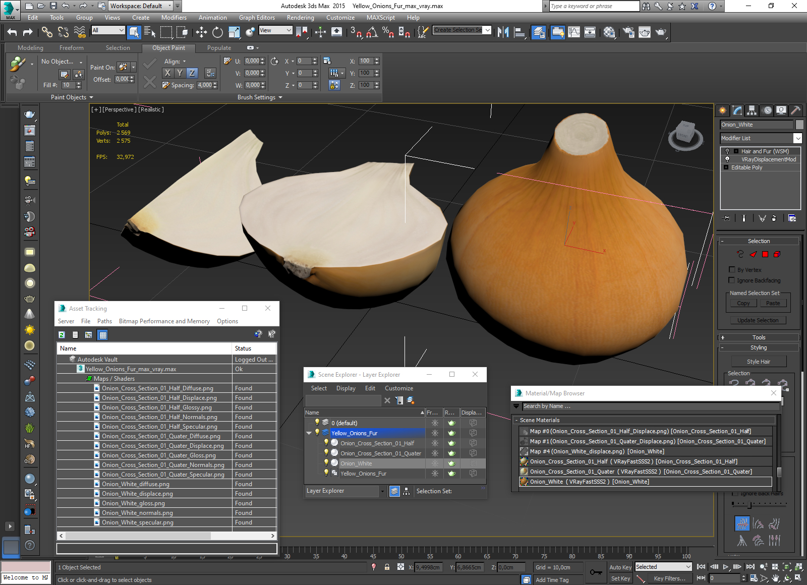 Yellow Onions Fur 3D