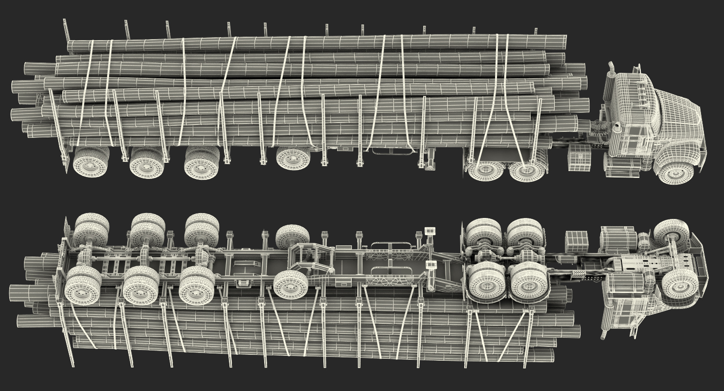 3D Truck with Logging Trailer