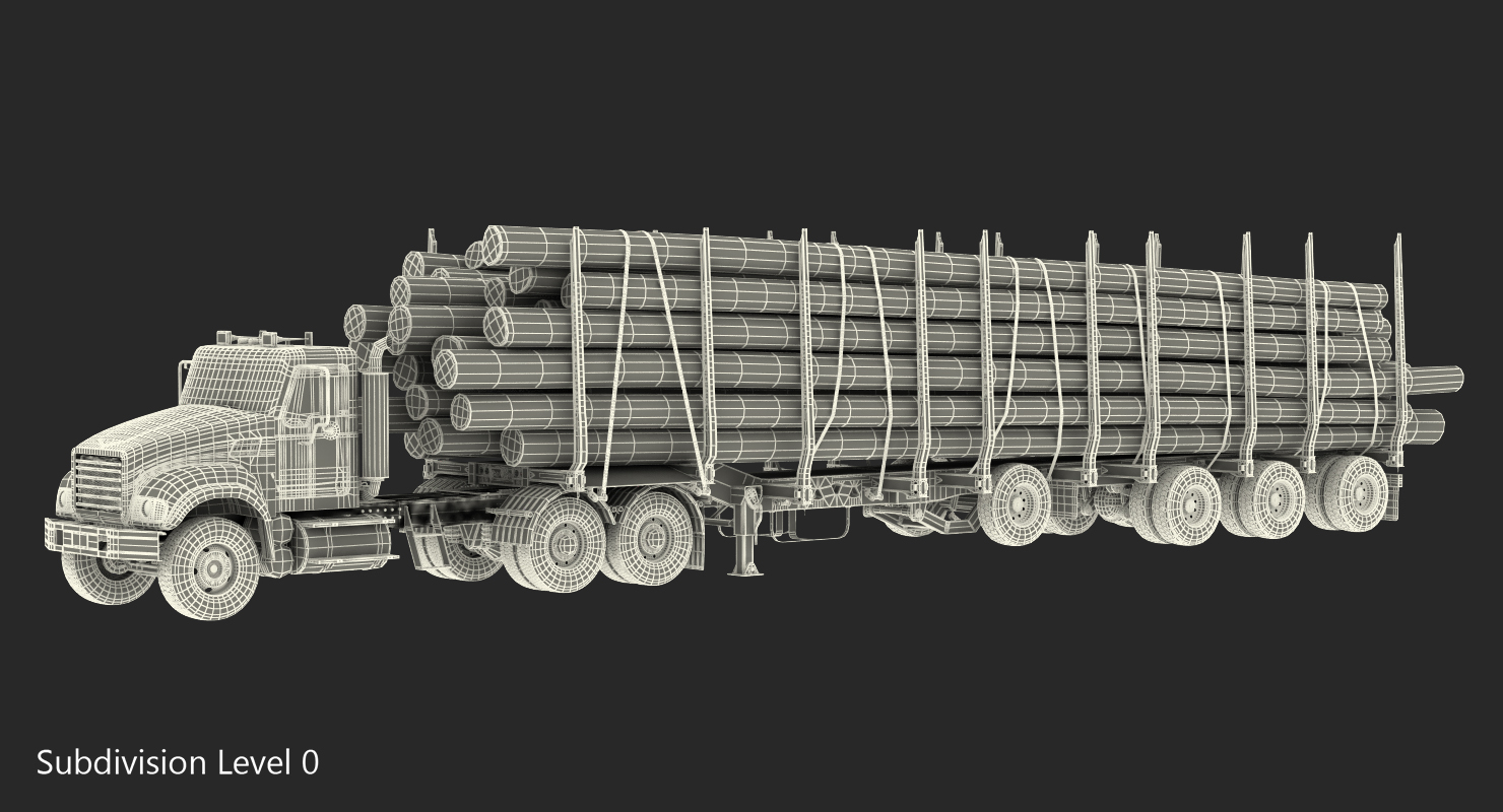 3D Truck with Logging Trailer