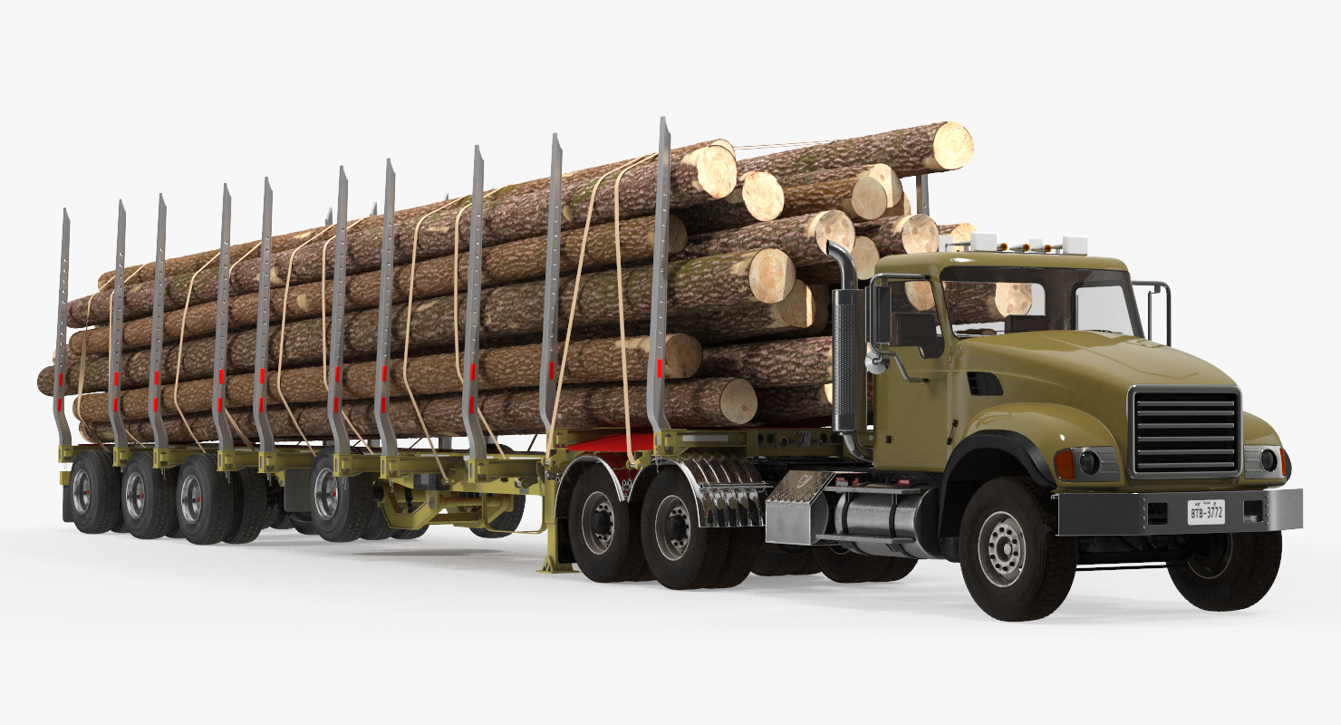 3D Truck with Logging Trailer