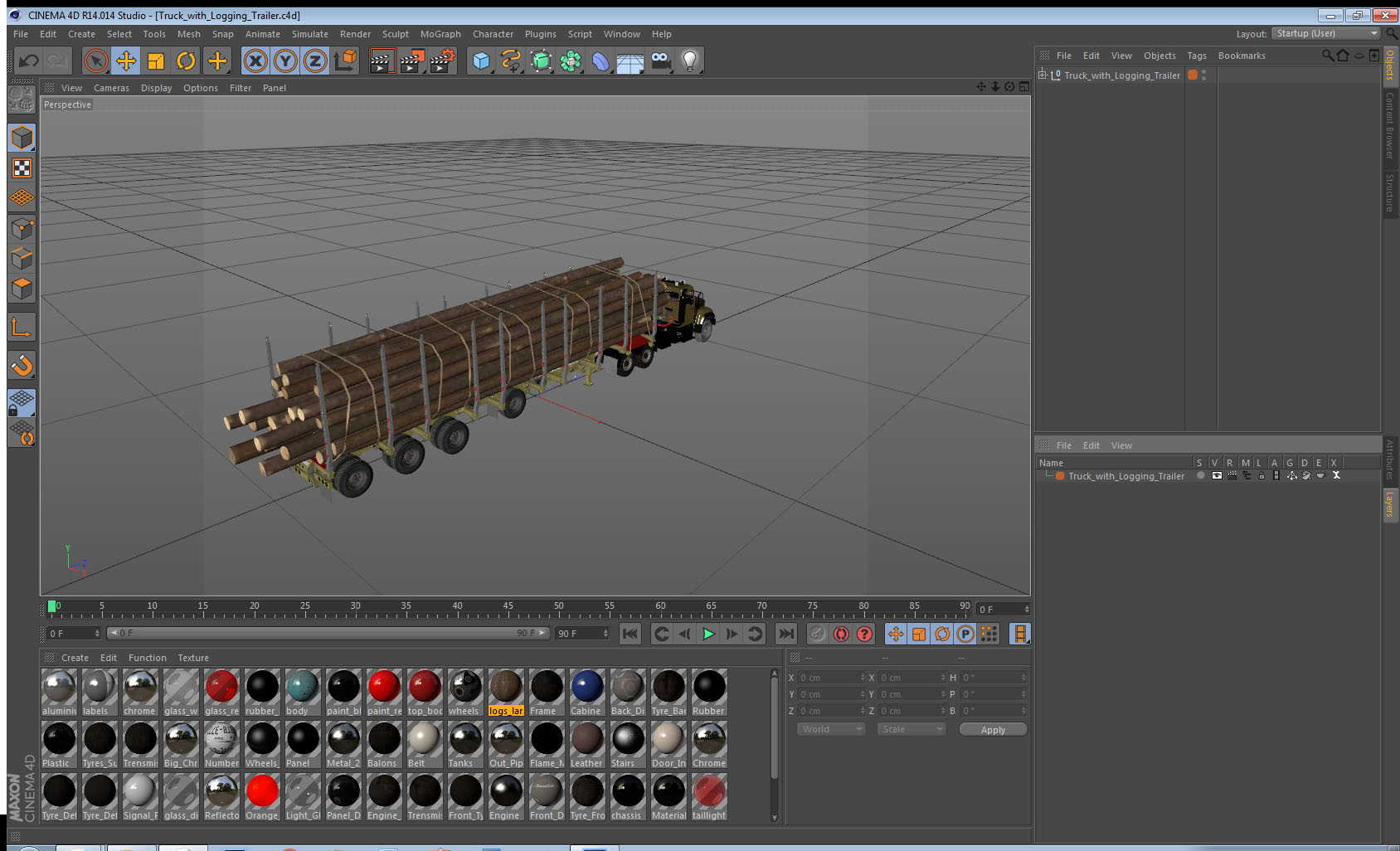 3D Truck with Logging Trailer