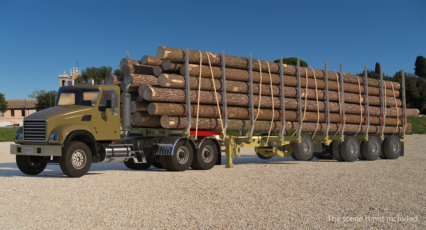 3D Truck with Logging Trailer