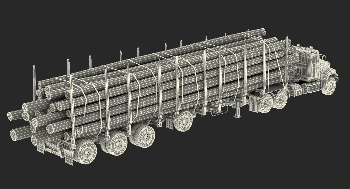 3D Truck with Logging Trailer