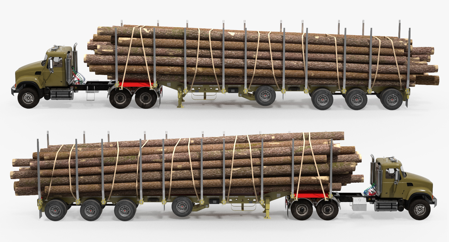 3D Truck with Logging Trailer