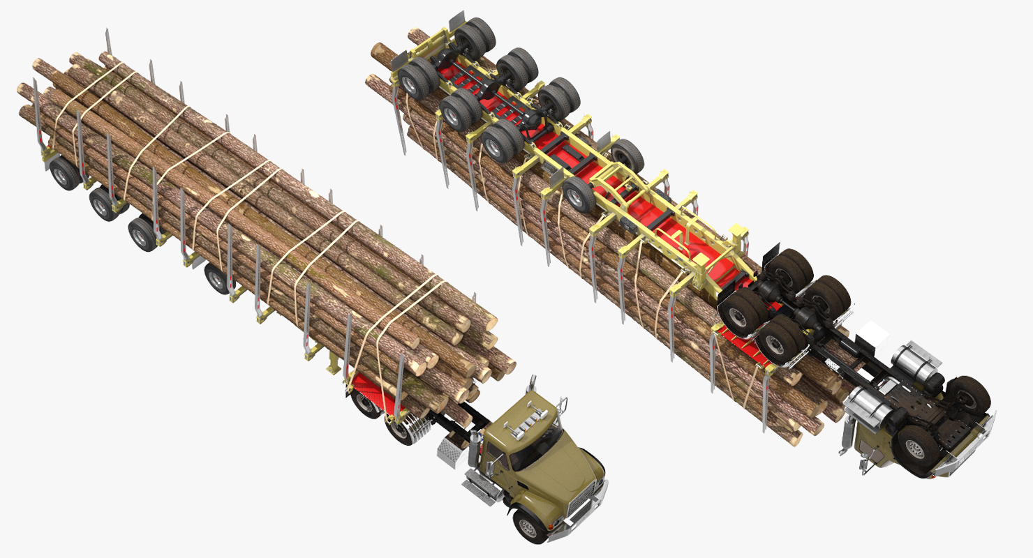 3D Truck with Logging Trailer