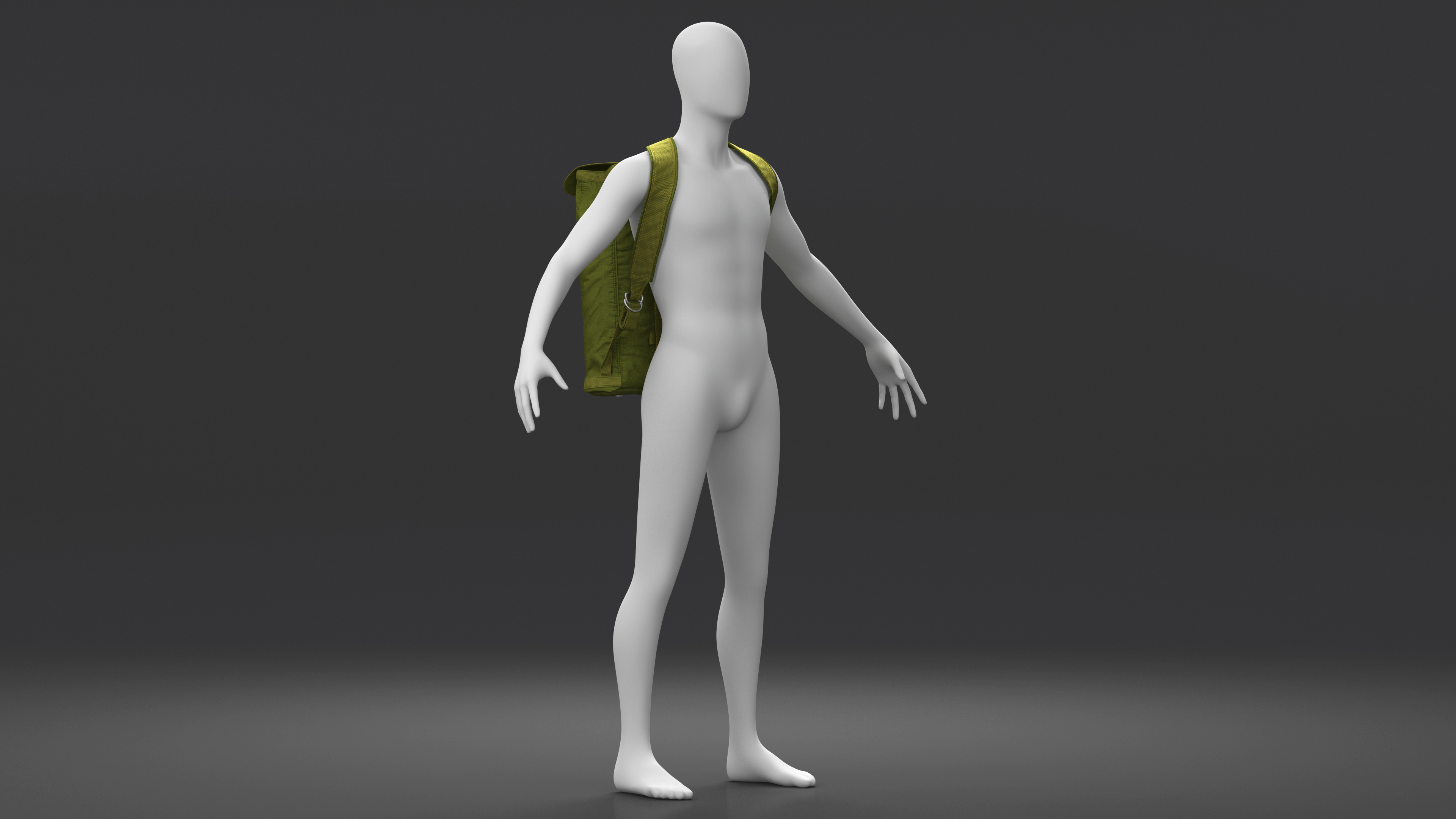 Tactical Military Parachute Backpack Worn Green 3D