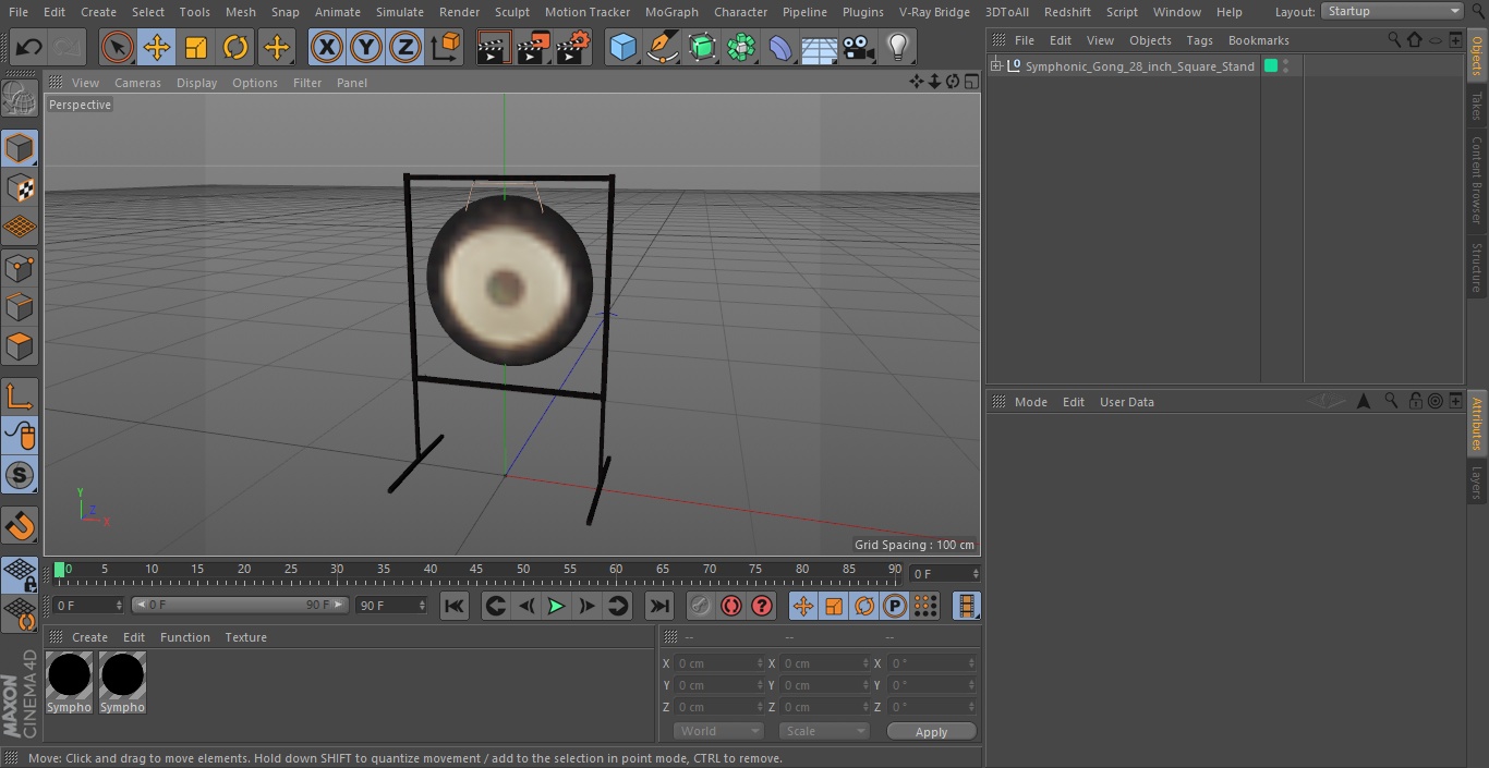 3D model Symphonic Gong 28 inch Square Stand