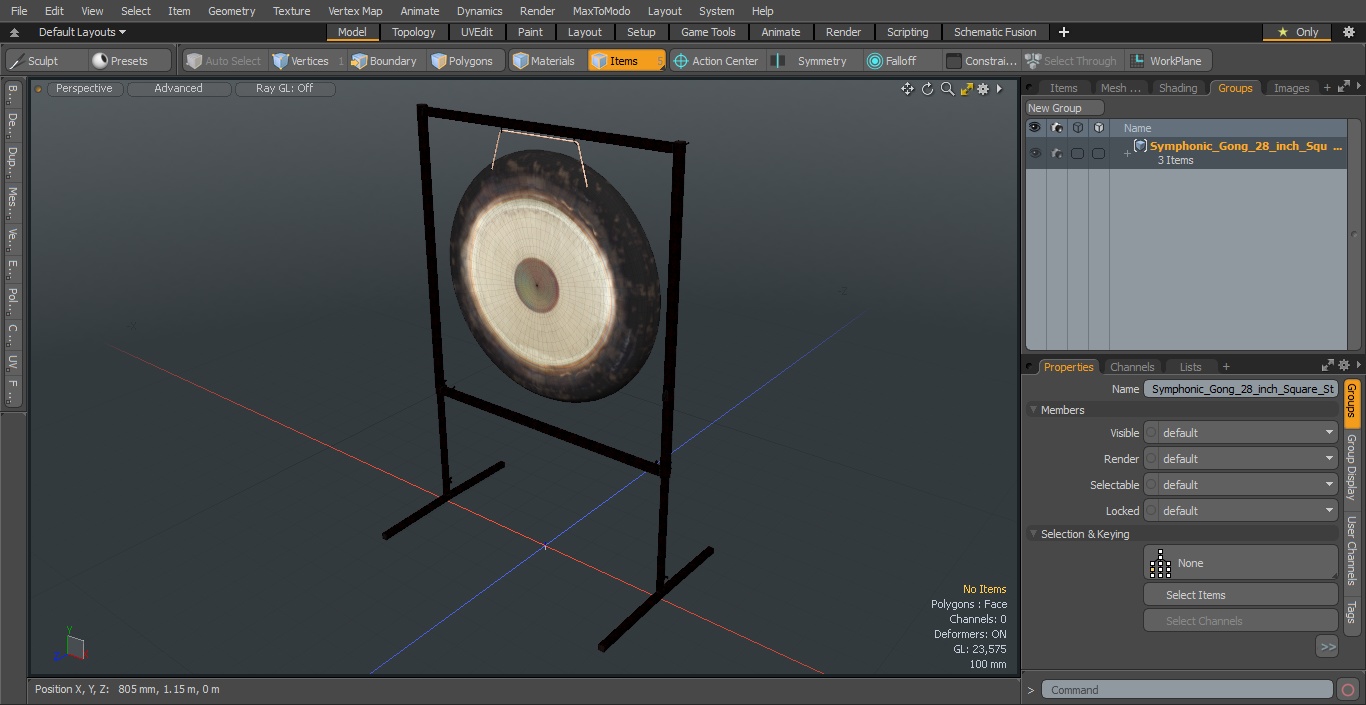 3D model Symphonic Gong 28 inch Square Stand