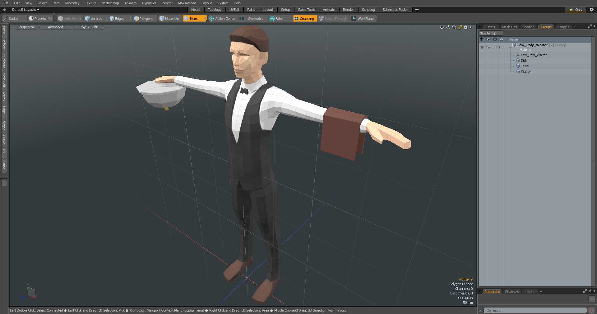 3D model Low Poly Waiter