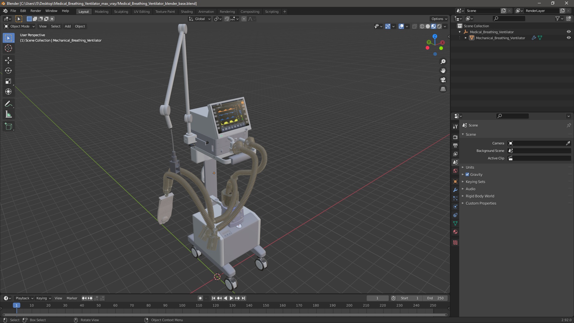3D Medical Breathing Ventilator model