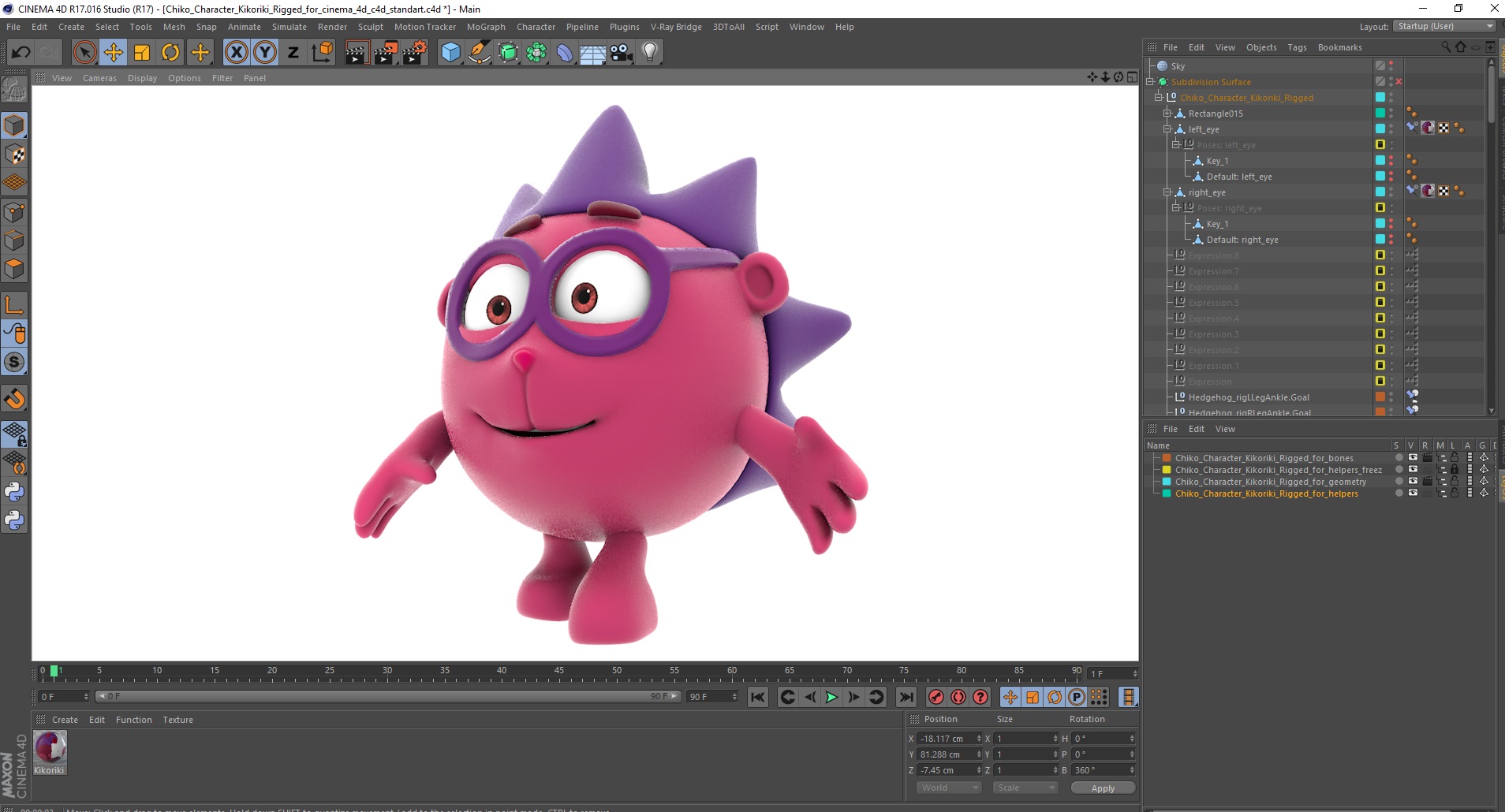 3D model Chiko Character Kikoriki Rigged for Cinema 4D