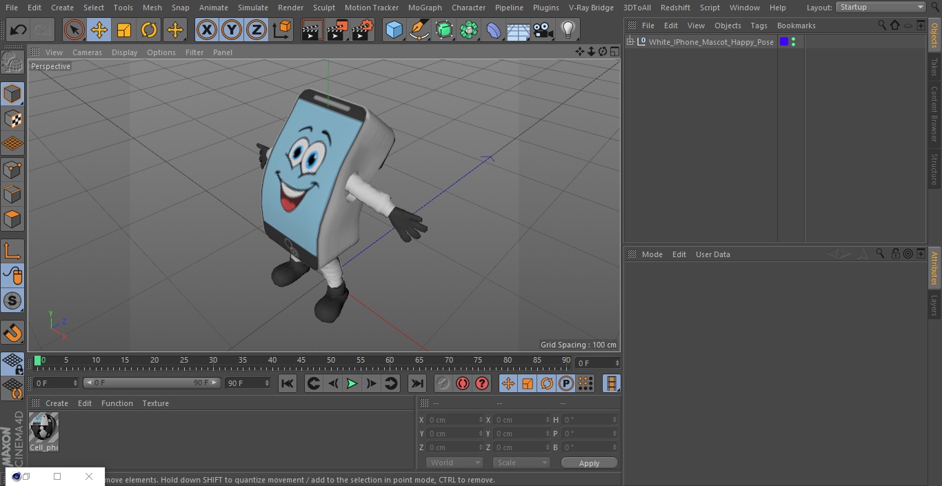 3D model White IPhone Mascot Happy Pose