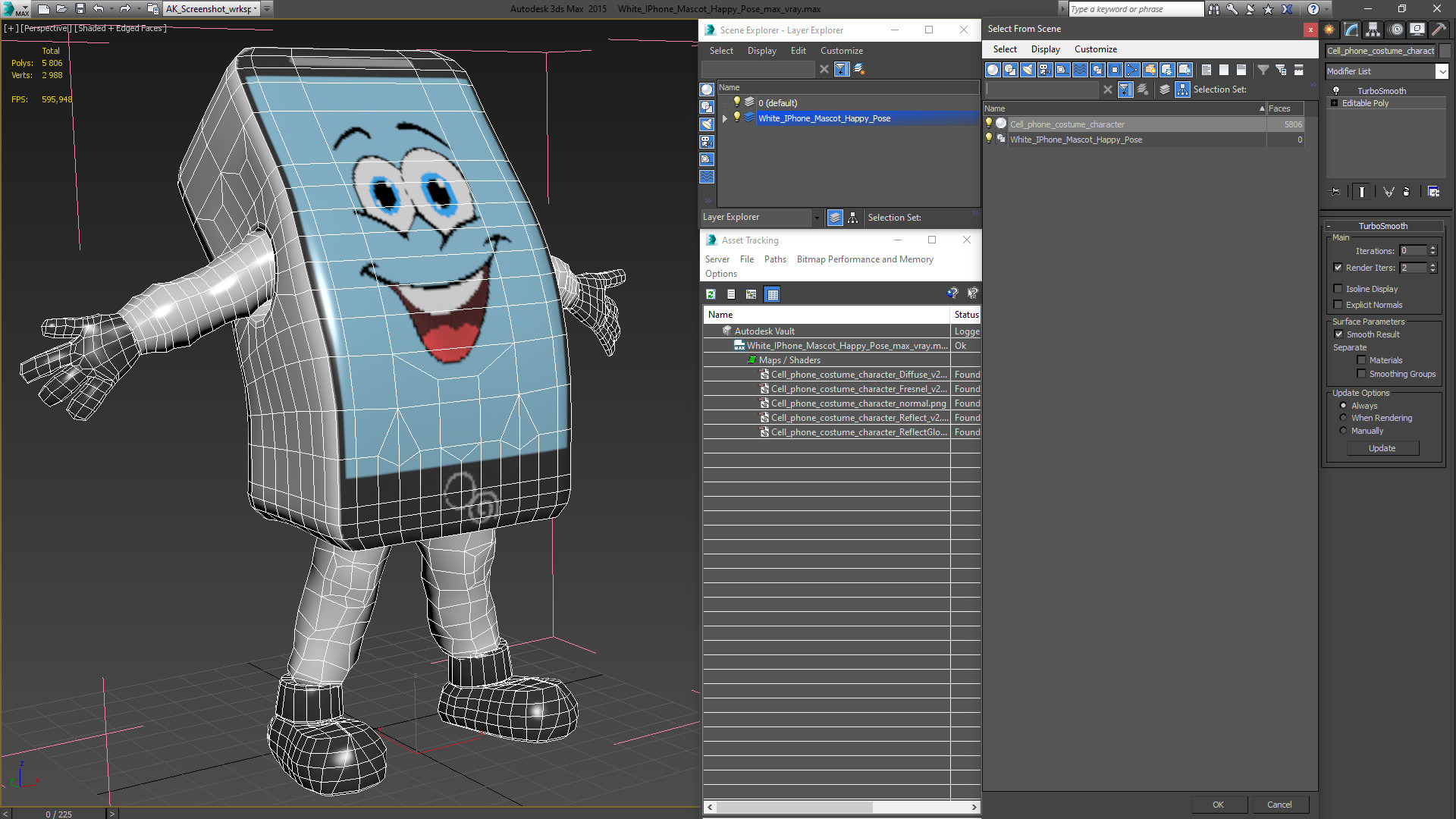 3D model White IPhone Mascot Happy Pose
