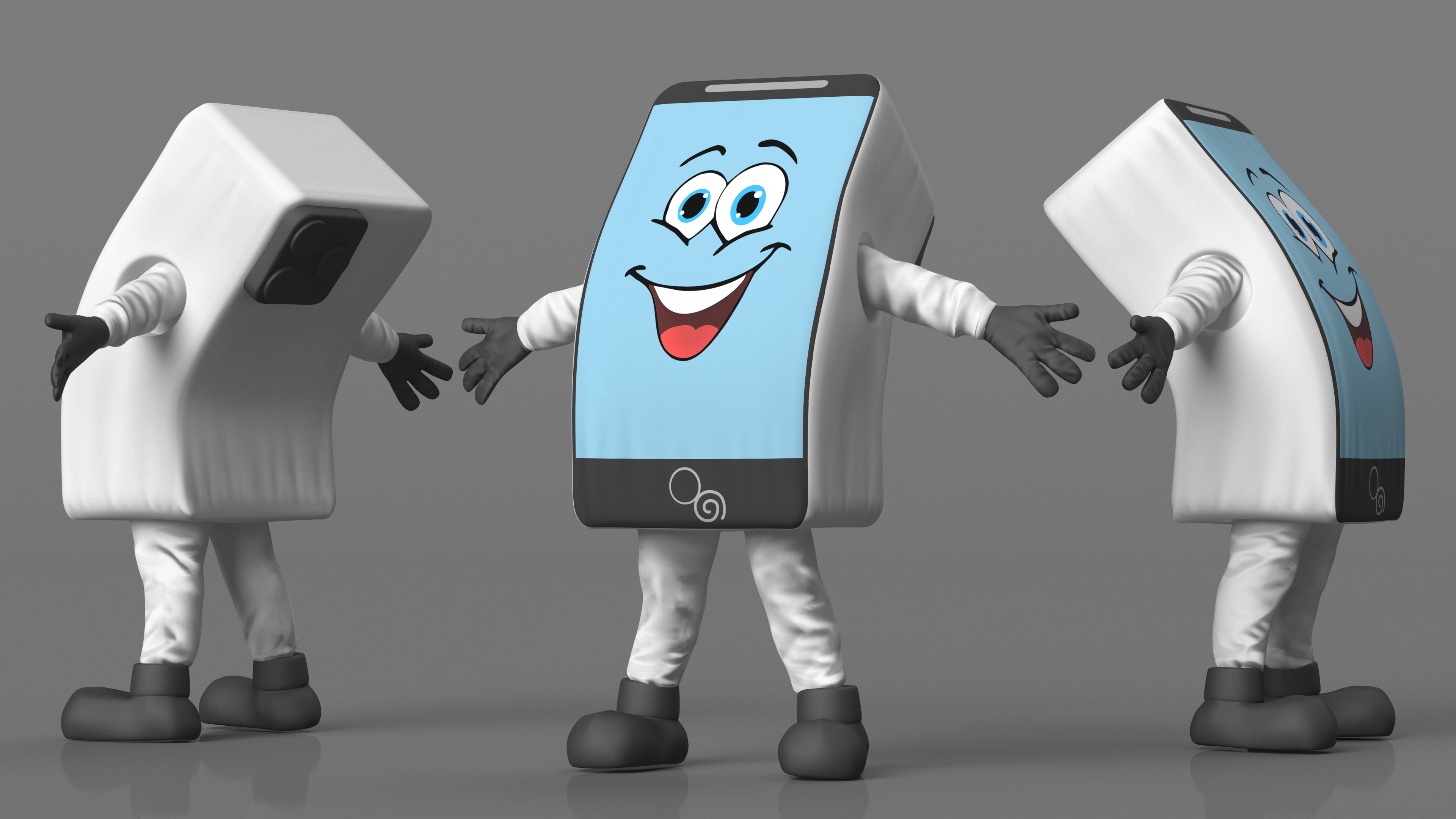 3D model White IPhone Mascot Happy Pose