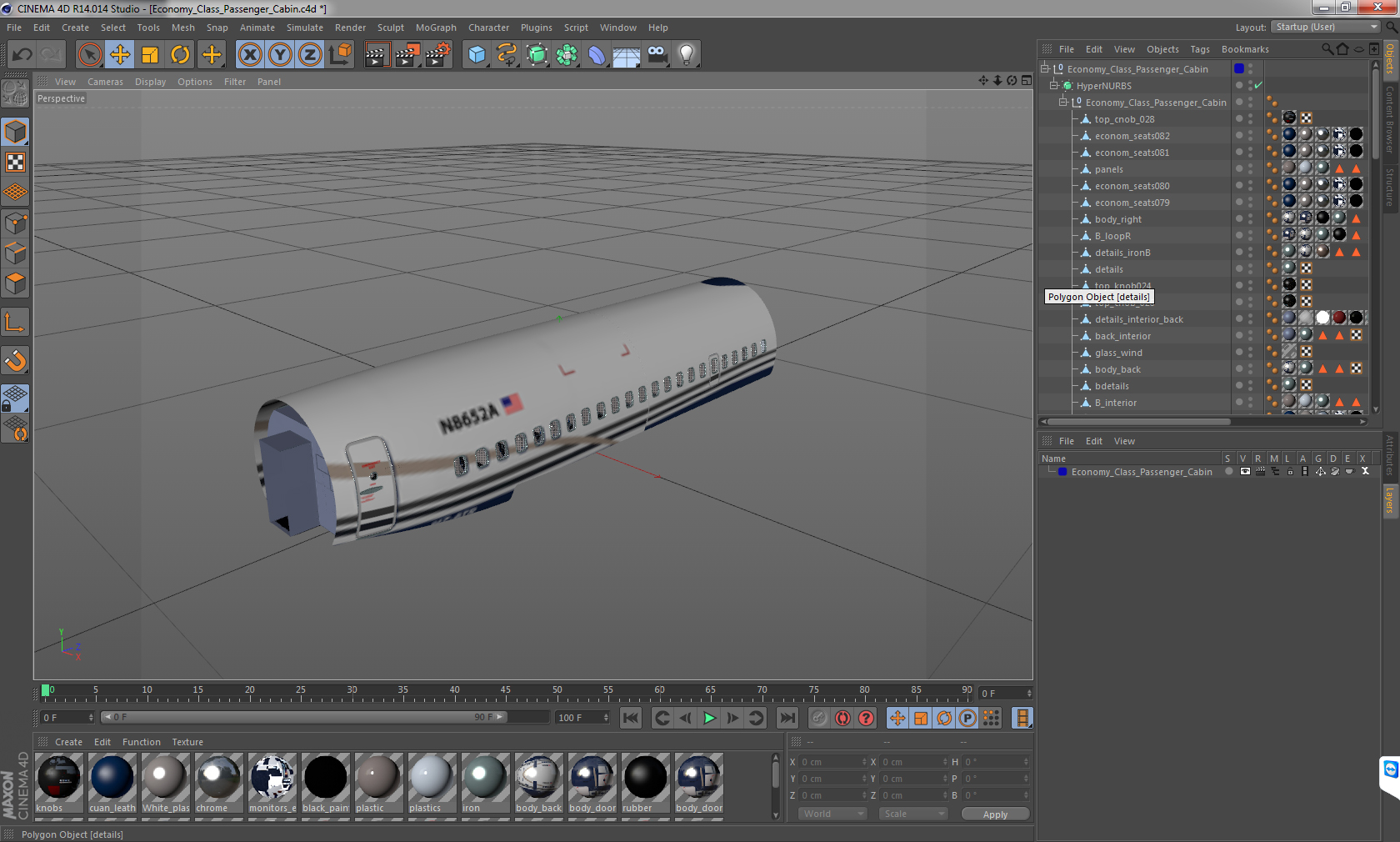 Economy Class Passenger Cabin 3D model