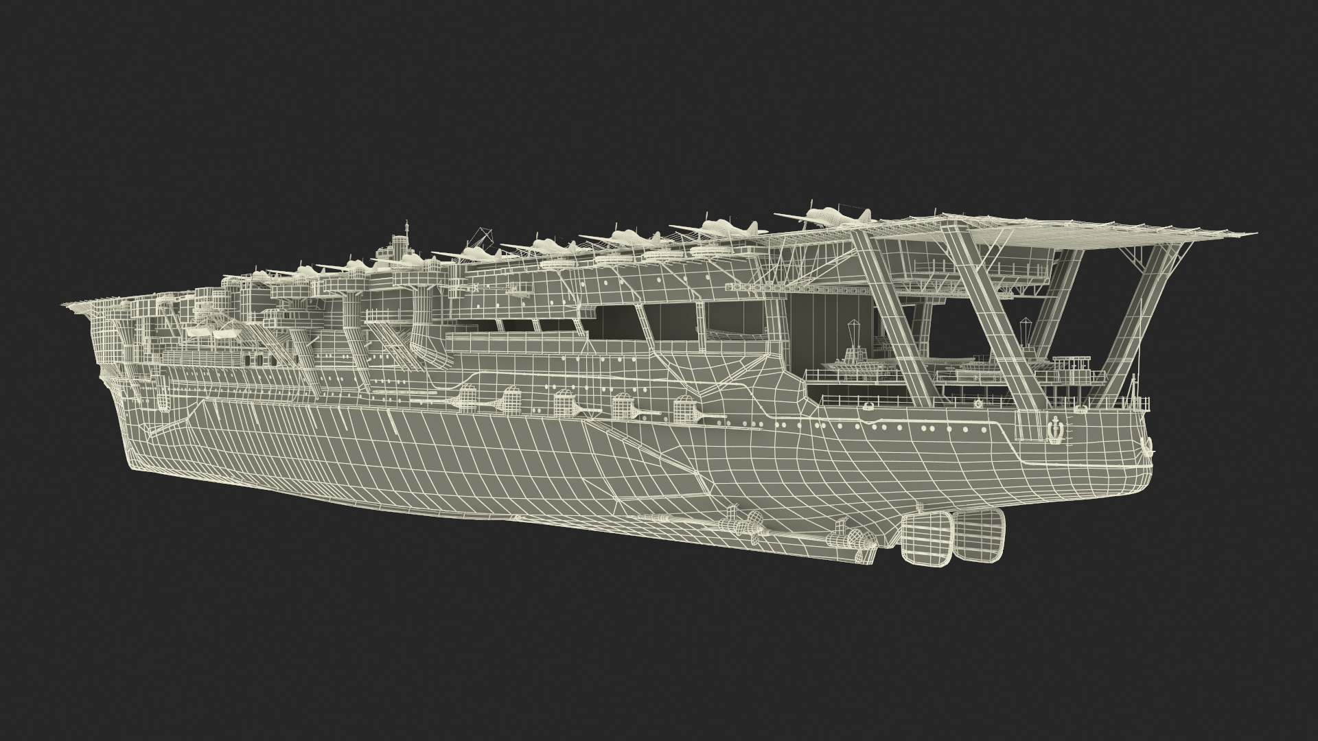 3D Aircraft Carrier Kaga with Fighter Jets on Board model