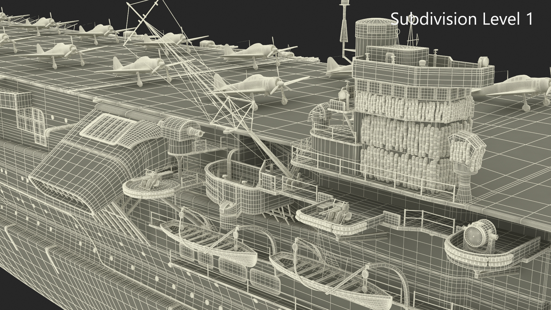 3D Aircraft Carrier Kaga with Fighter Jets on Board model