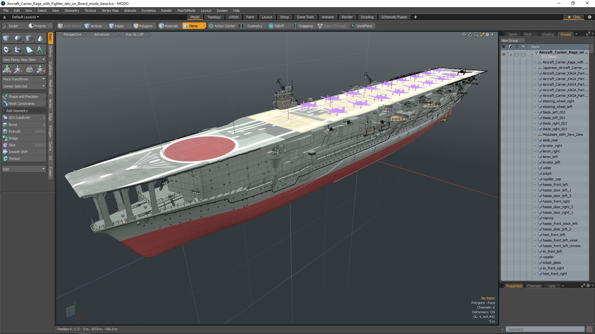 3D Aircraft Carrier Kaga with Fighter Jets on Board model
