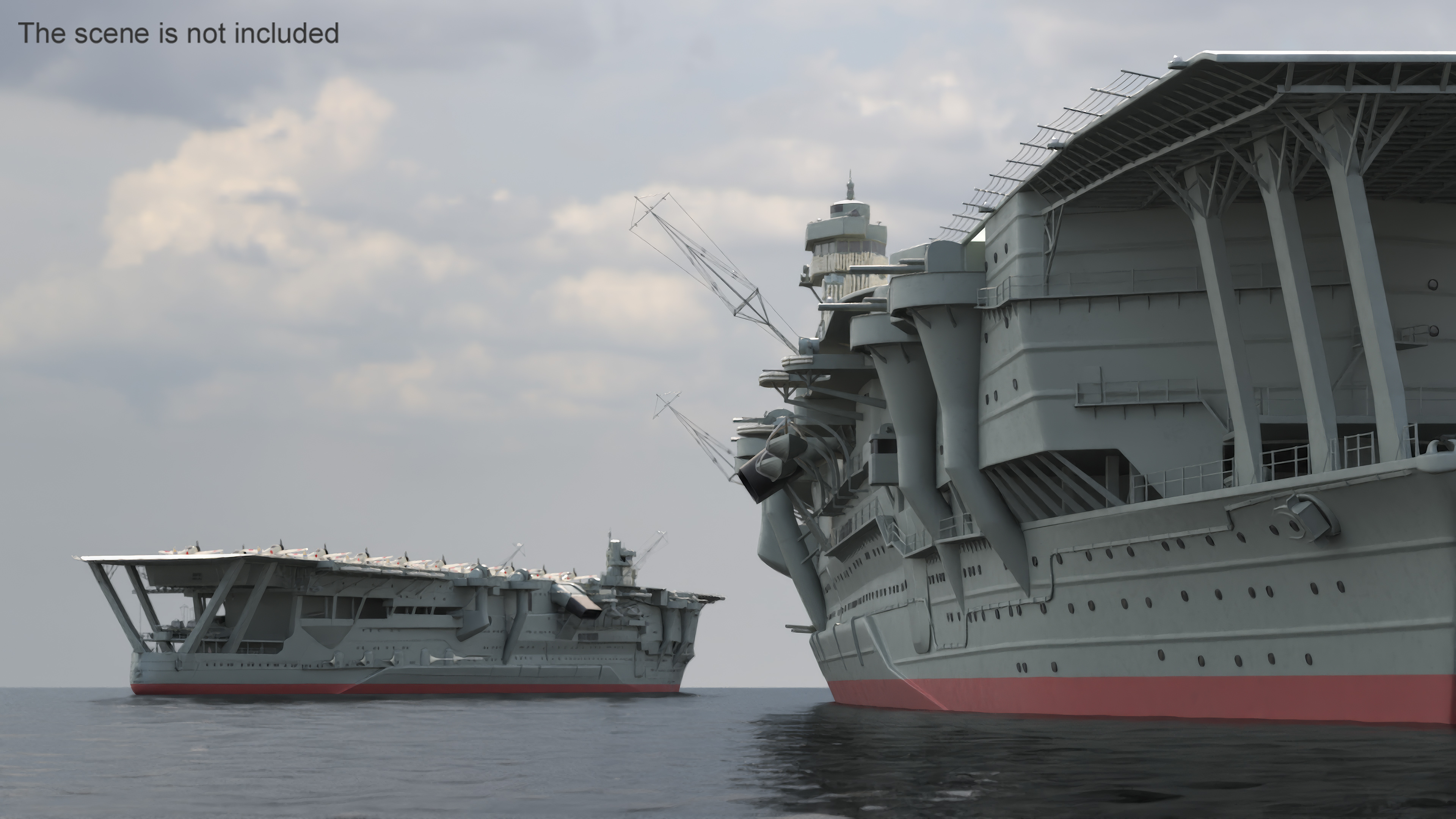 3D Aircraft Carrier Kaga with Fighter Jets on Board model