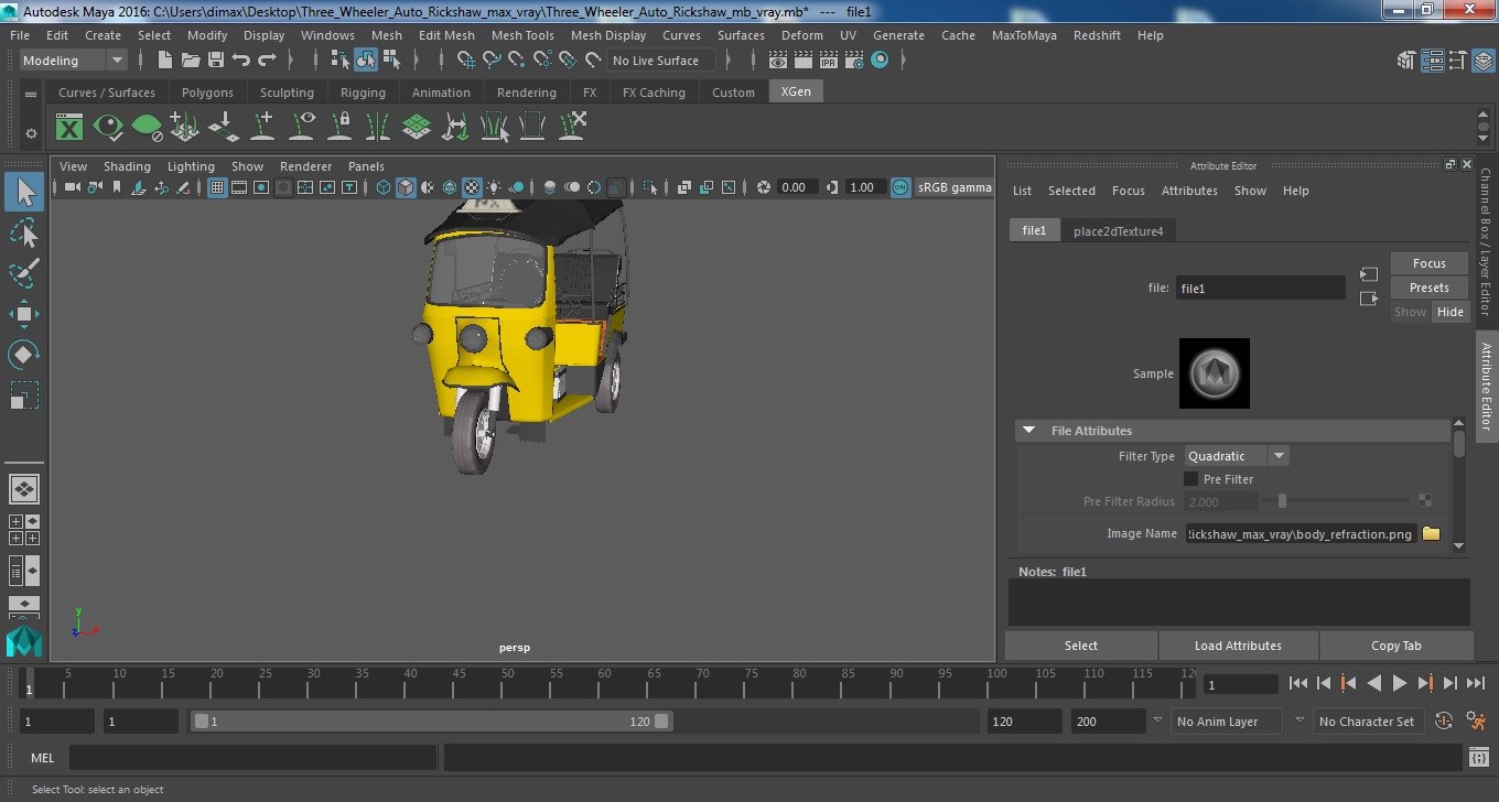 Three Wheeler Auto Rickshaw 3D