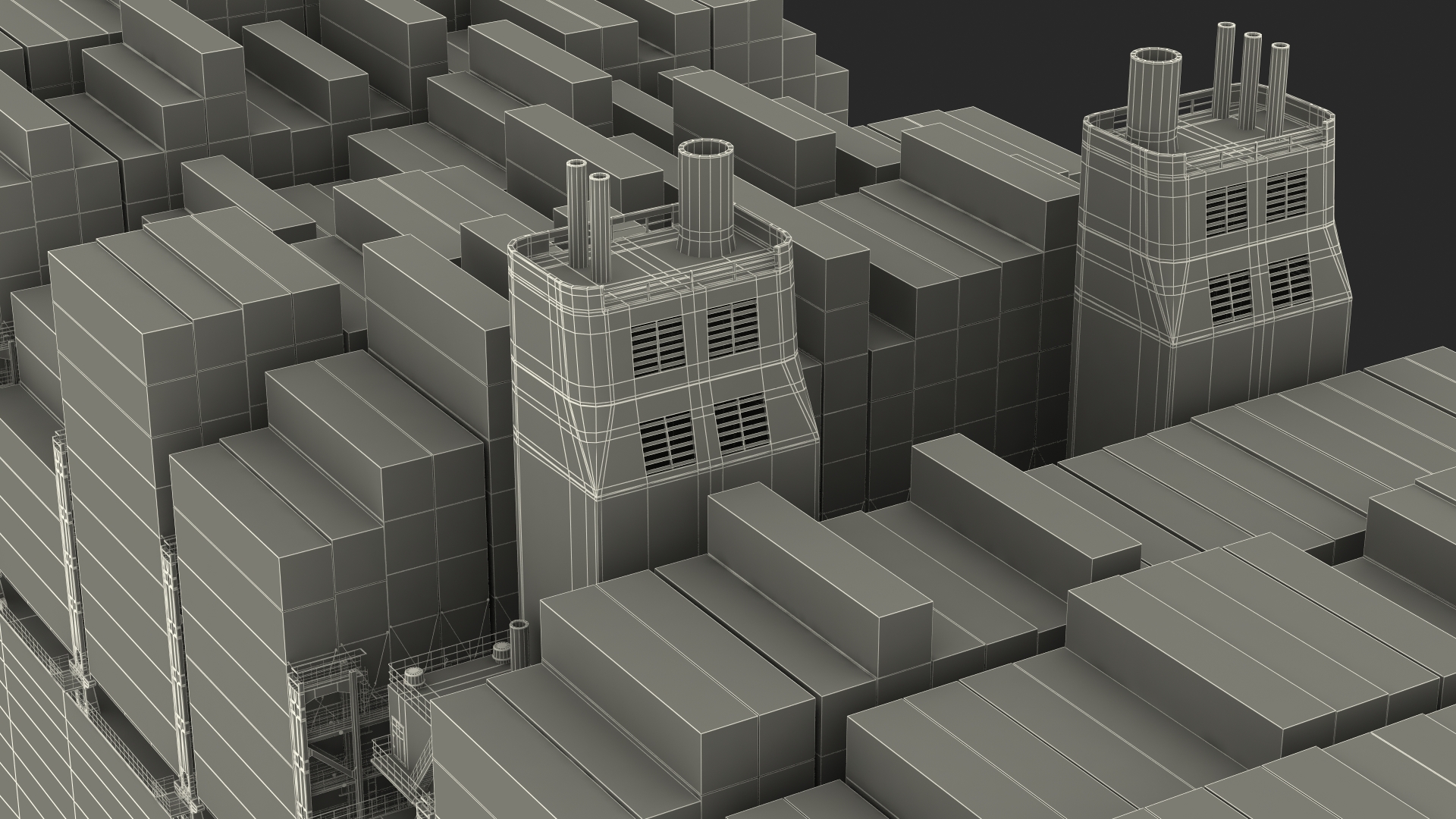3D Container Ship Loaded