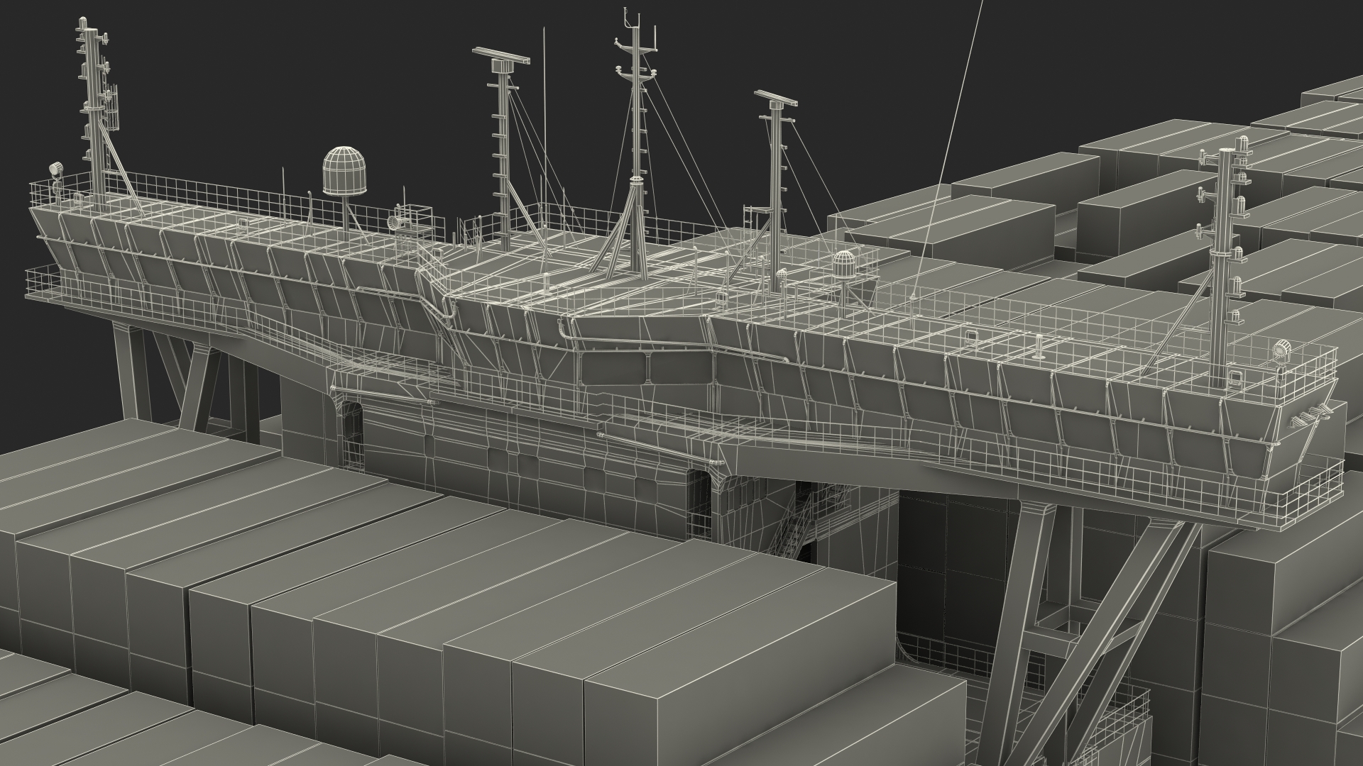 3D Container Ship Loaded