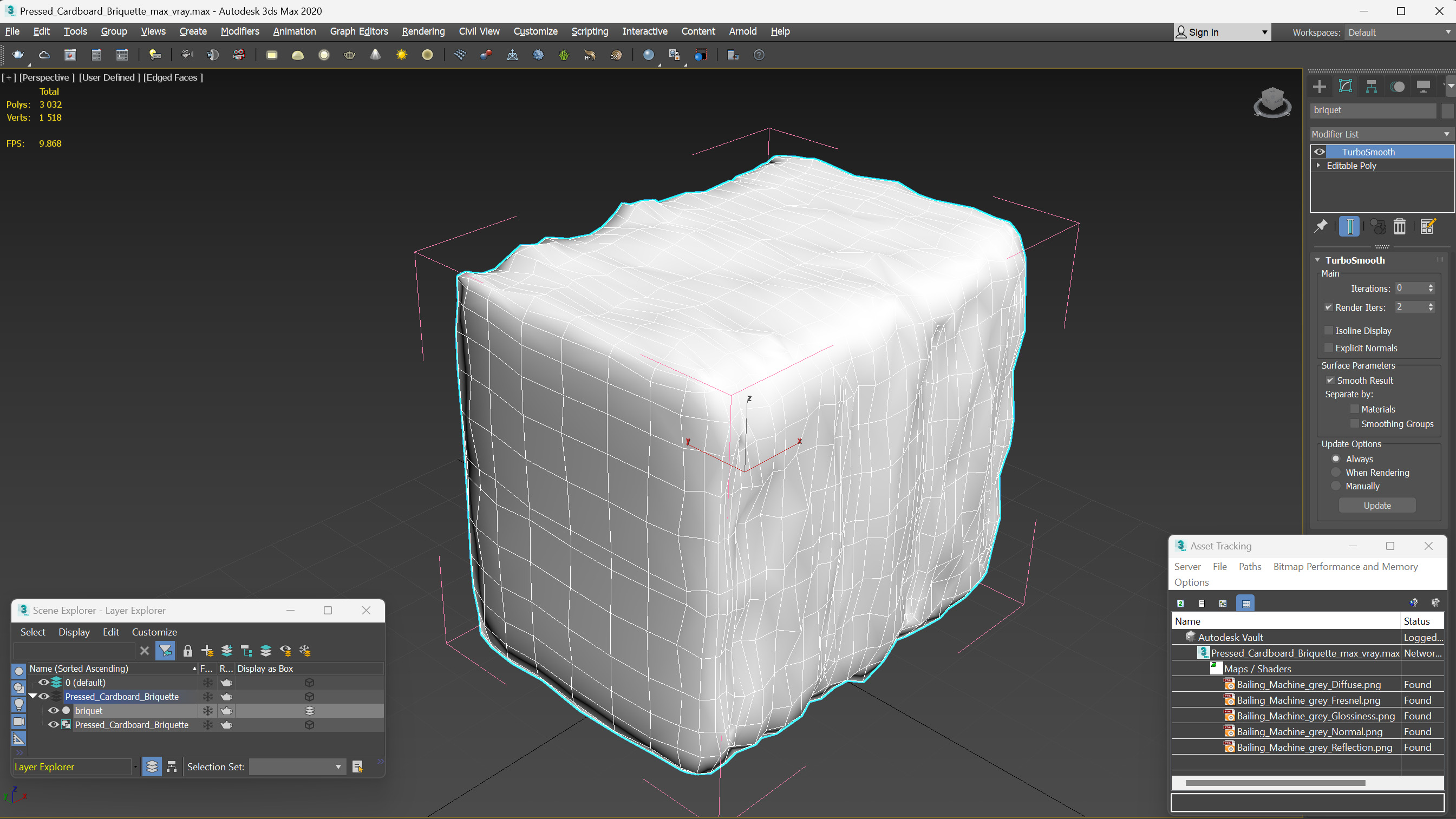 Pressed Cardboard Briquette 3D