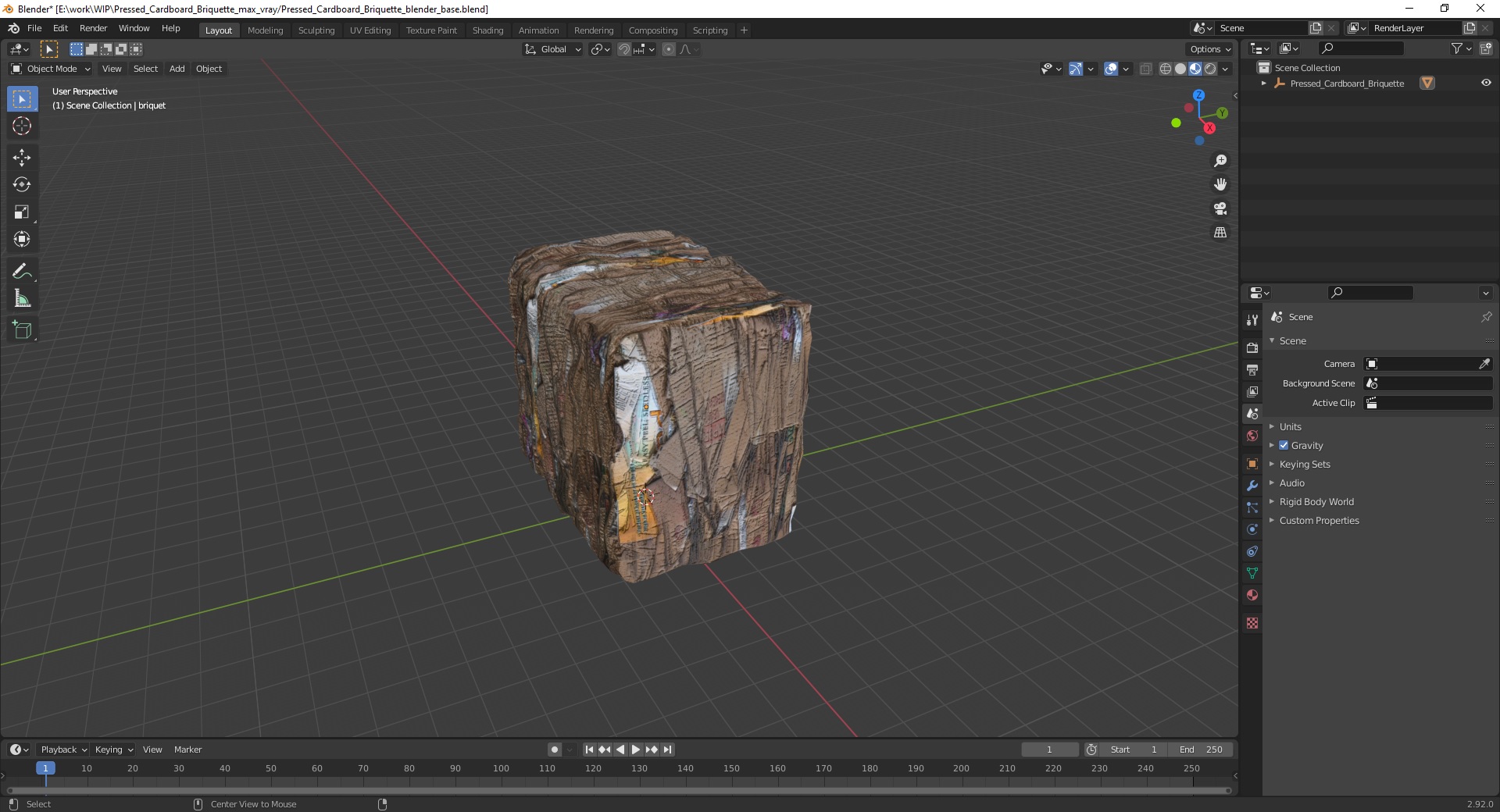 Pressed Cardboard Briquette 3D