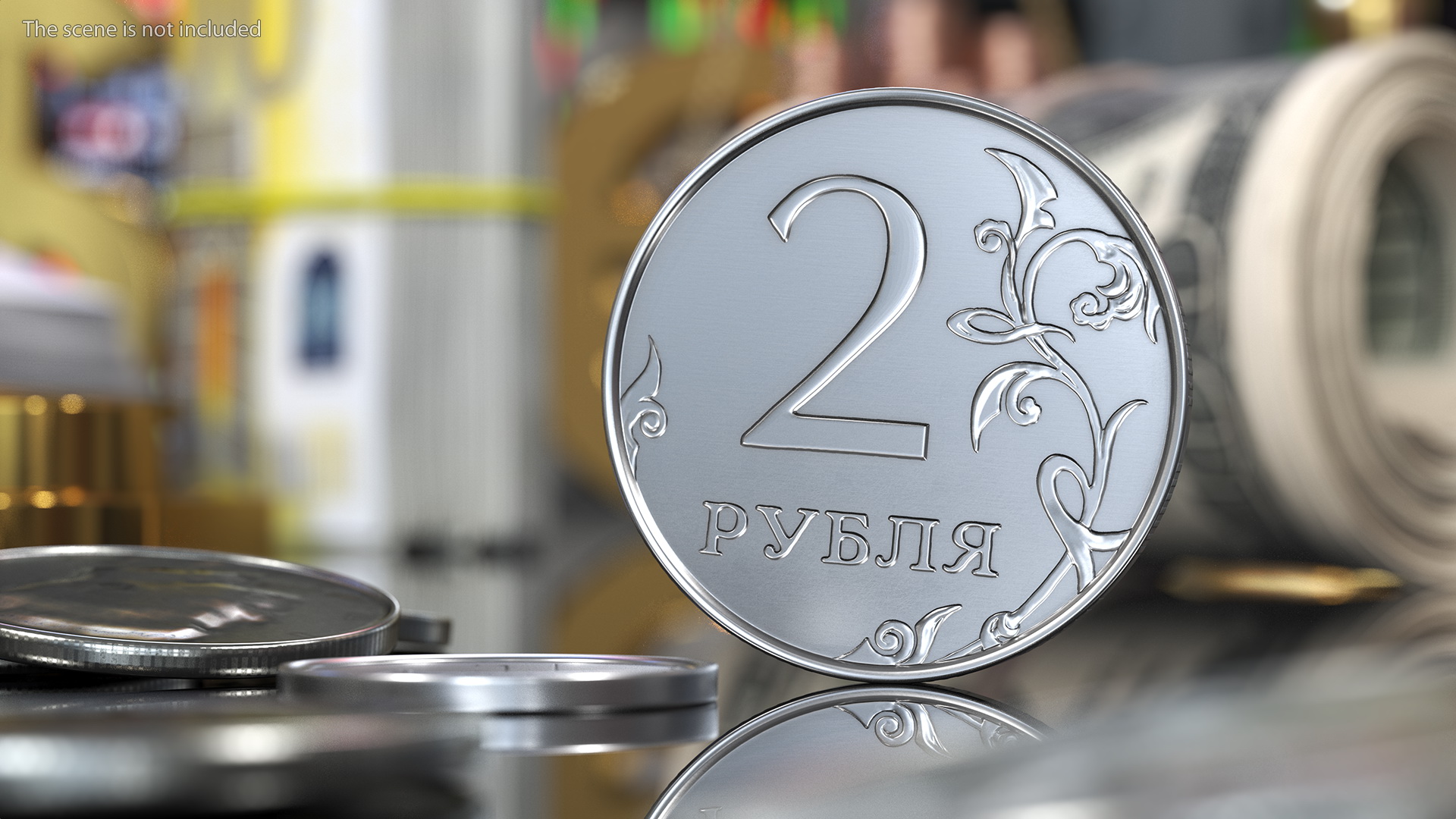 3D Russian 2 Rubles Coin
