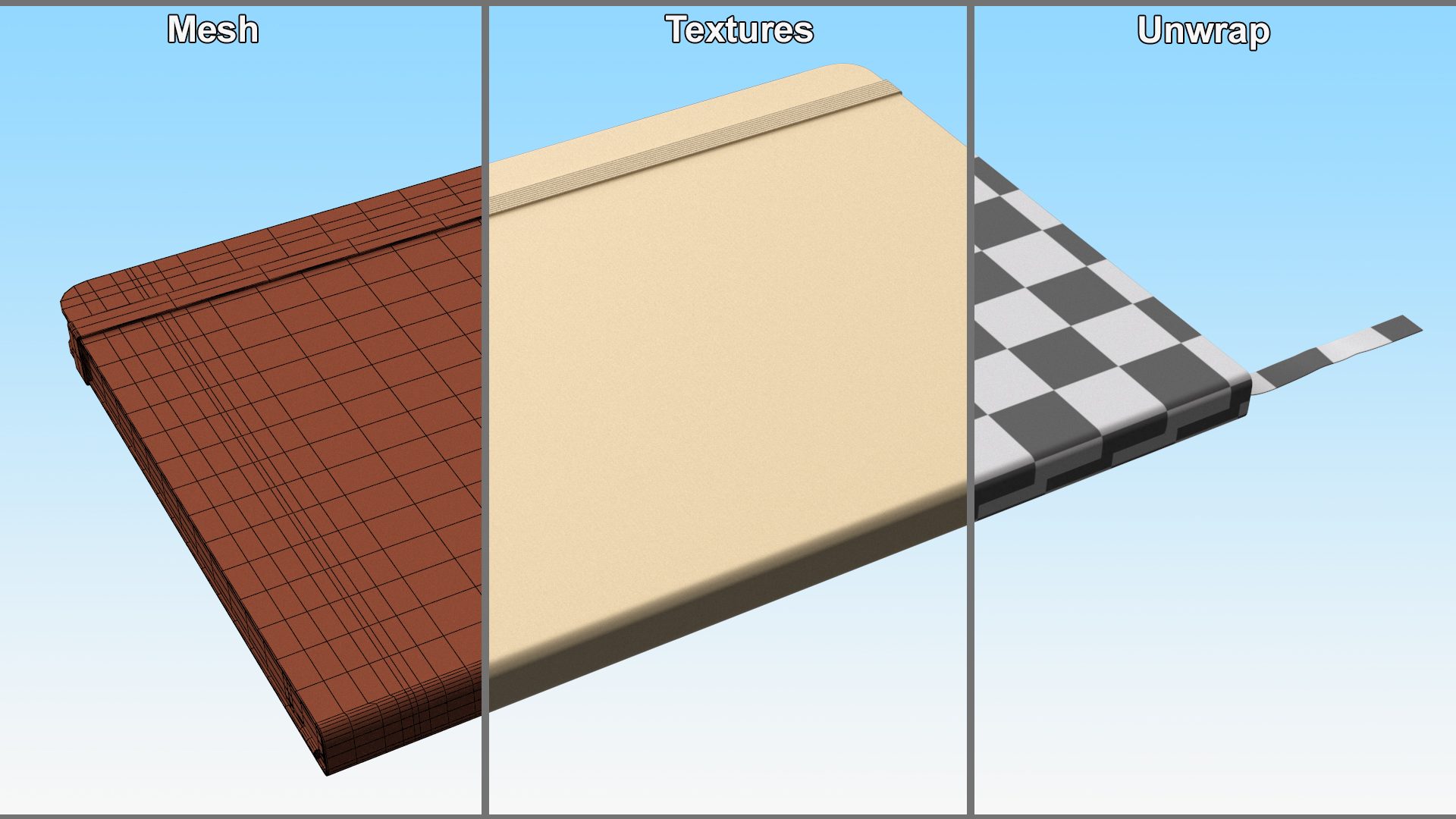 Classic Notebook with Bookmark Yellow 3D
