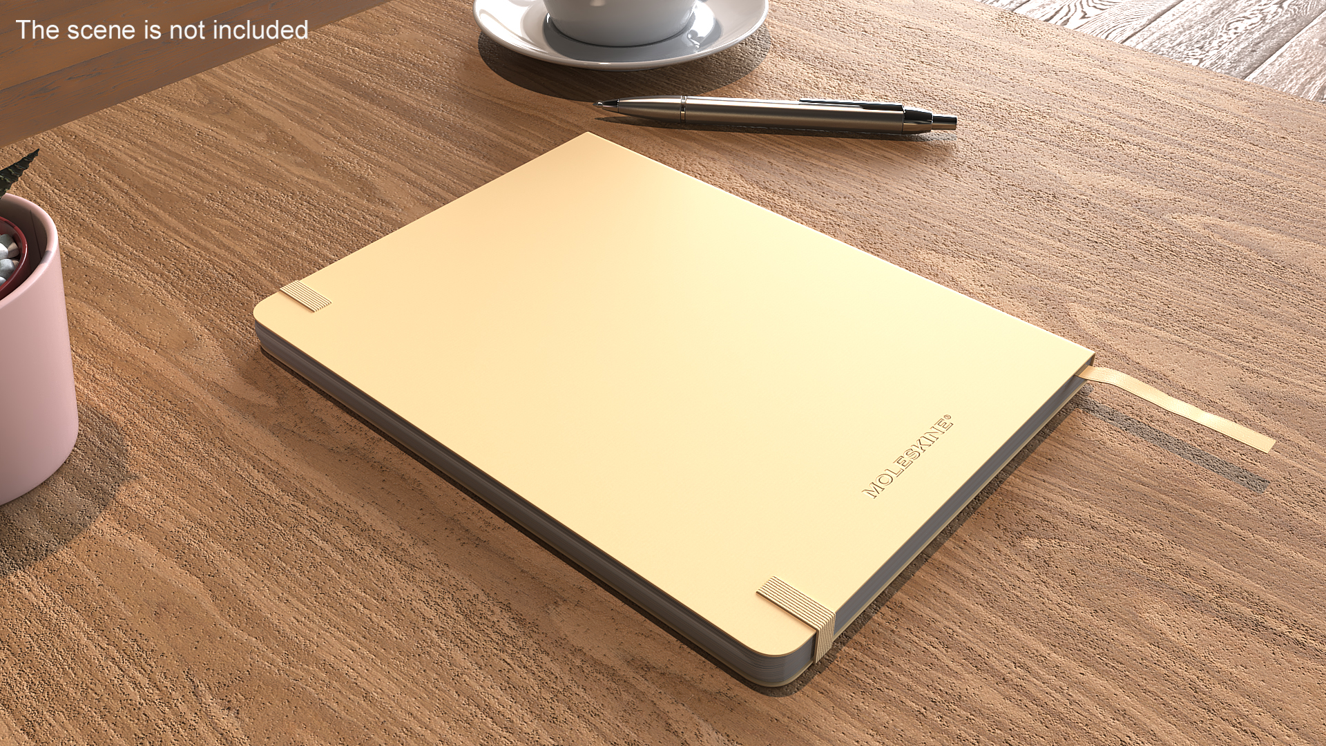 Classic Notebook with Bookmark Yellow 3D