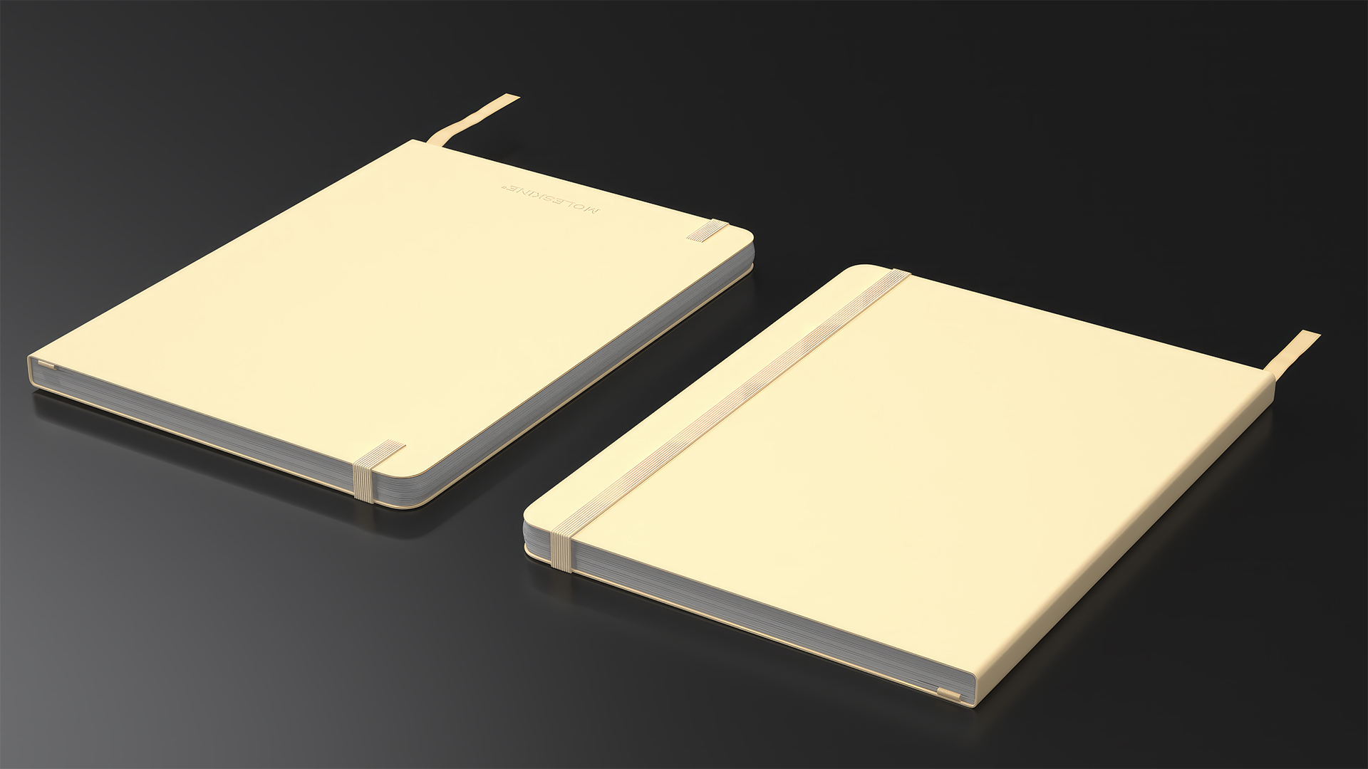 Classic Notebook with Bookmark Yellow 3D