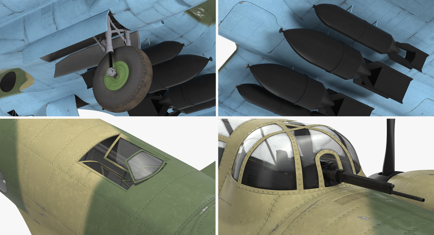 Soviet WWII Light Bomber Petlyakov Pe 2 3D model
