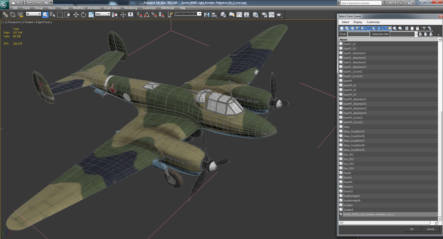 Soviet WWII Light Bomber Petlyakov Pe 2 3D model