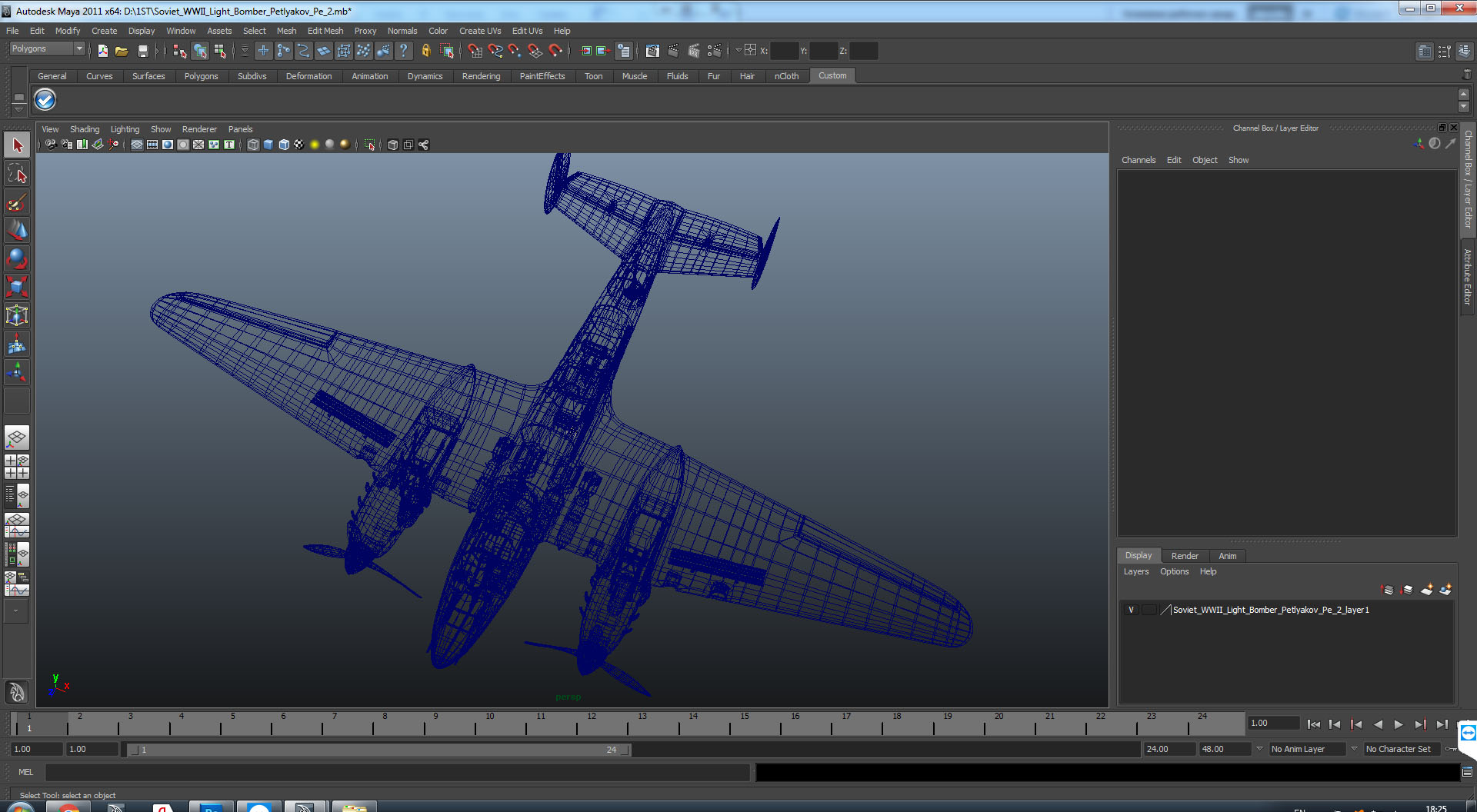 Soviet WWII Light Bomber Petlyakov Pe 2 3D model