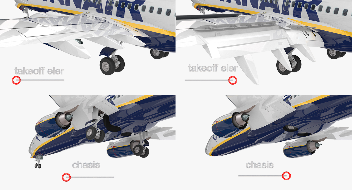 3D Boeing 737 900 with Interior Ryanair Rigged model