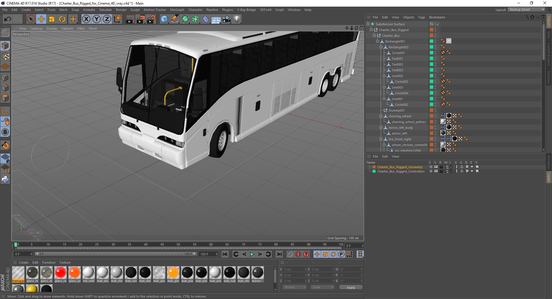 Charter Bus Rigged for Cinema 4D 3D