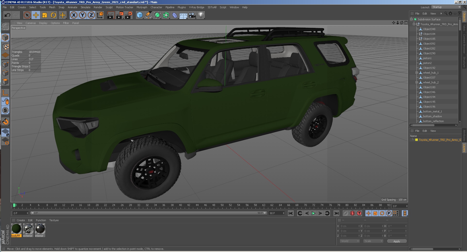 3D Toyota 4Runner TRD Pro Army Green 2021 model