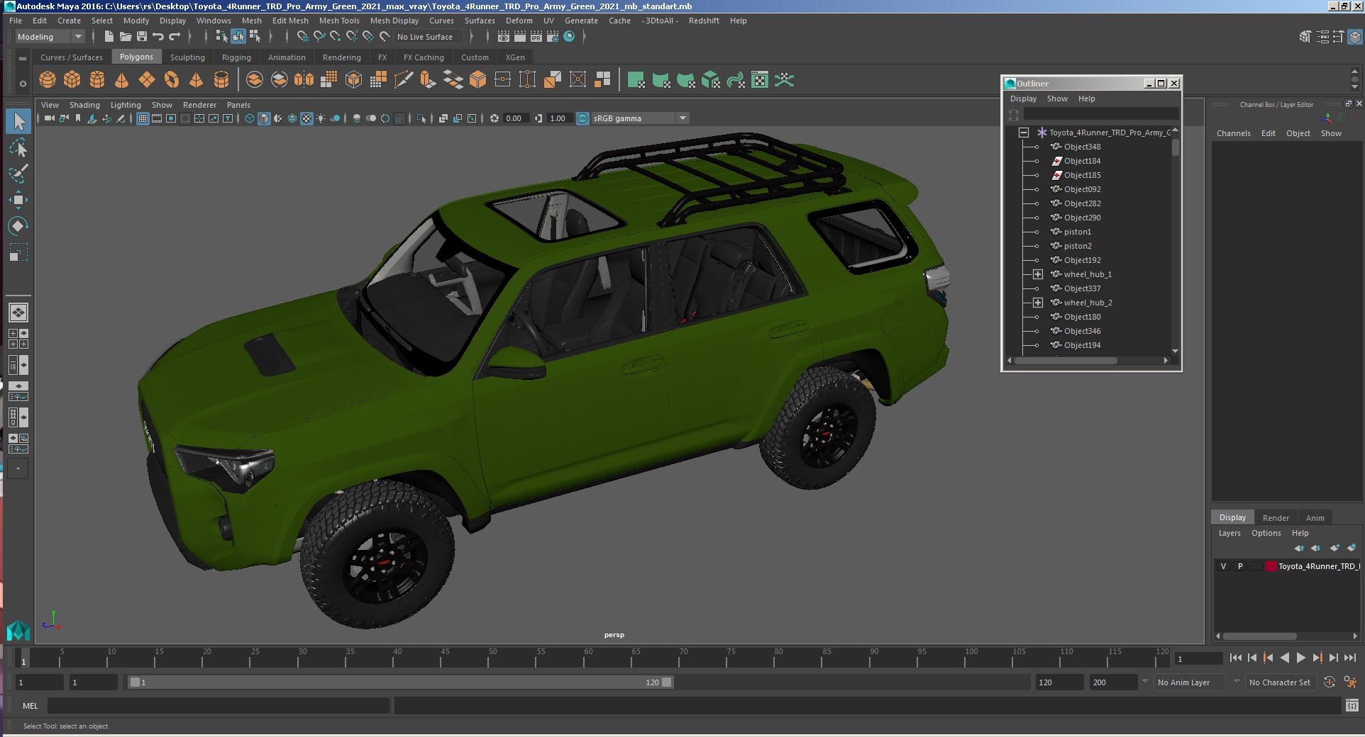 3D Toyota 4Runner TRD Pro Army Green 2021 model