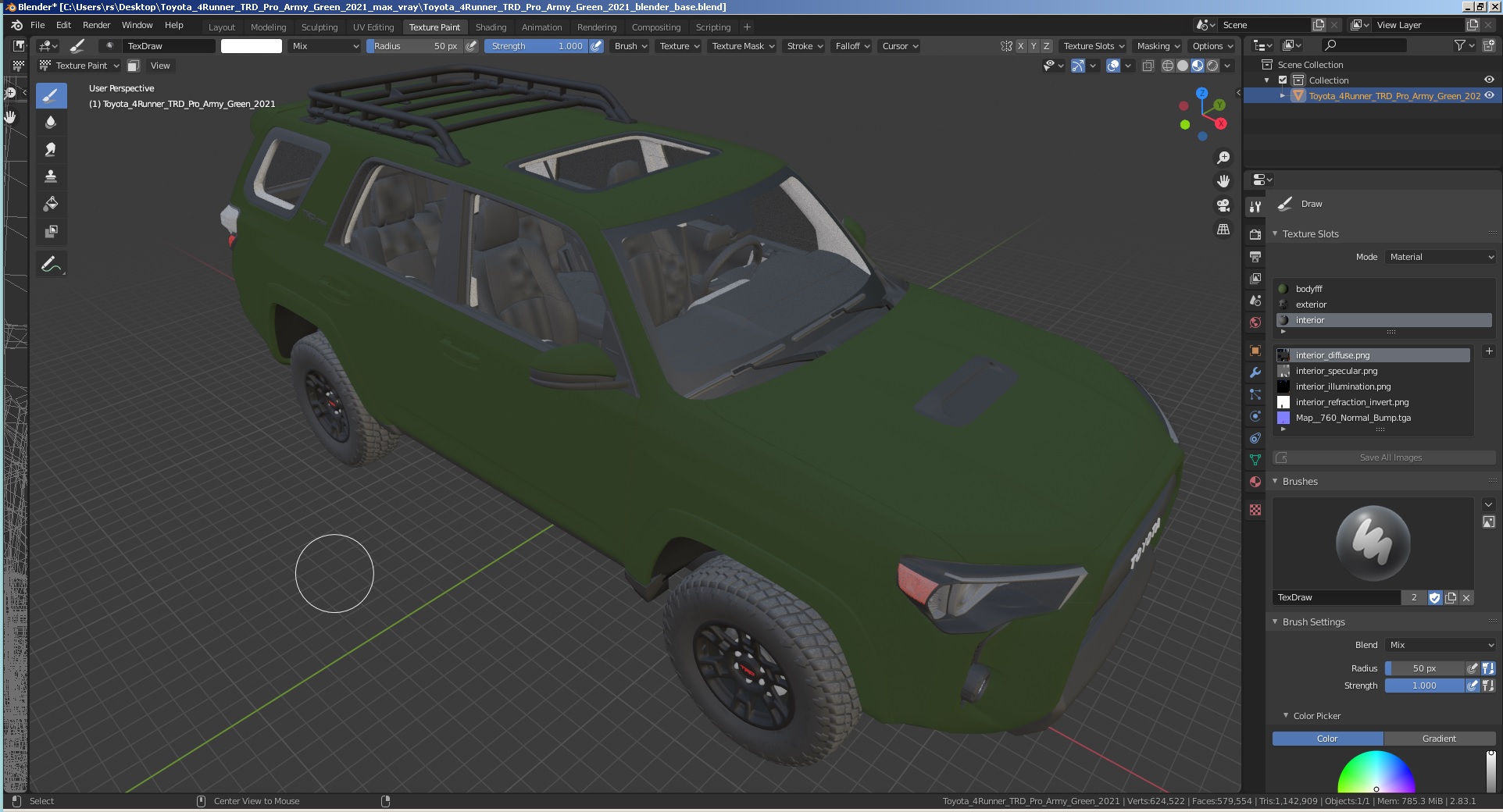 3D Toyota 4Runner TRD Pro Army Green 2021 model