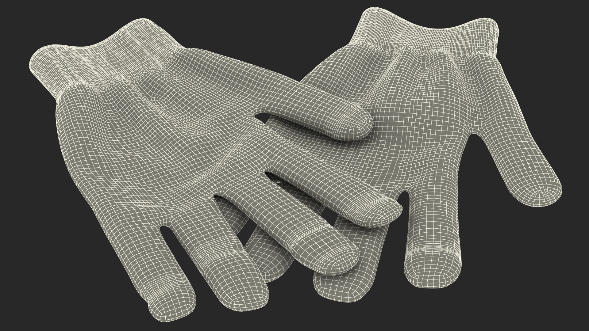 Cotton Work Gloves Black 3D model